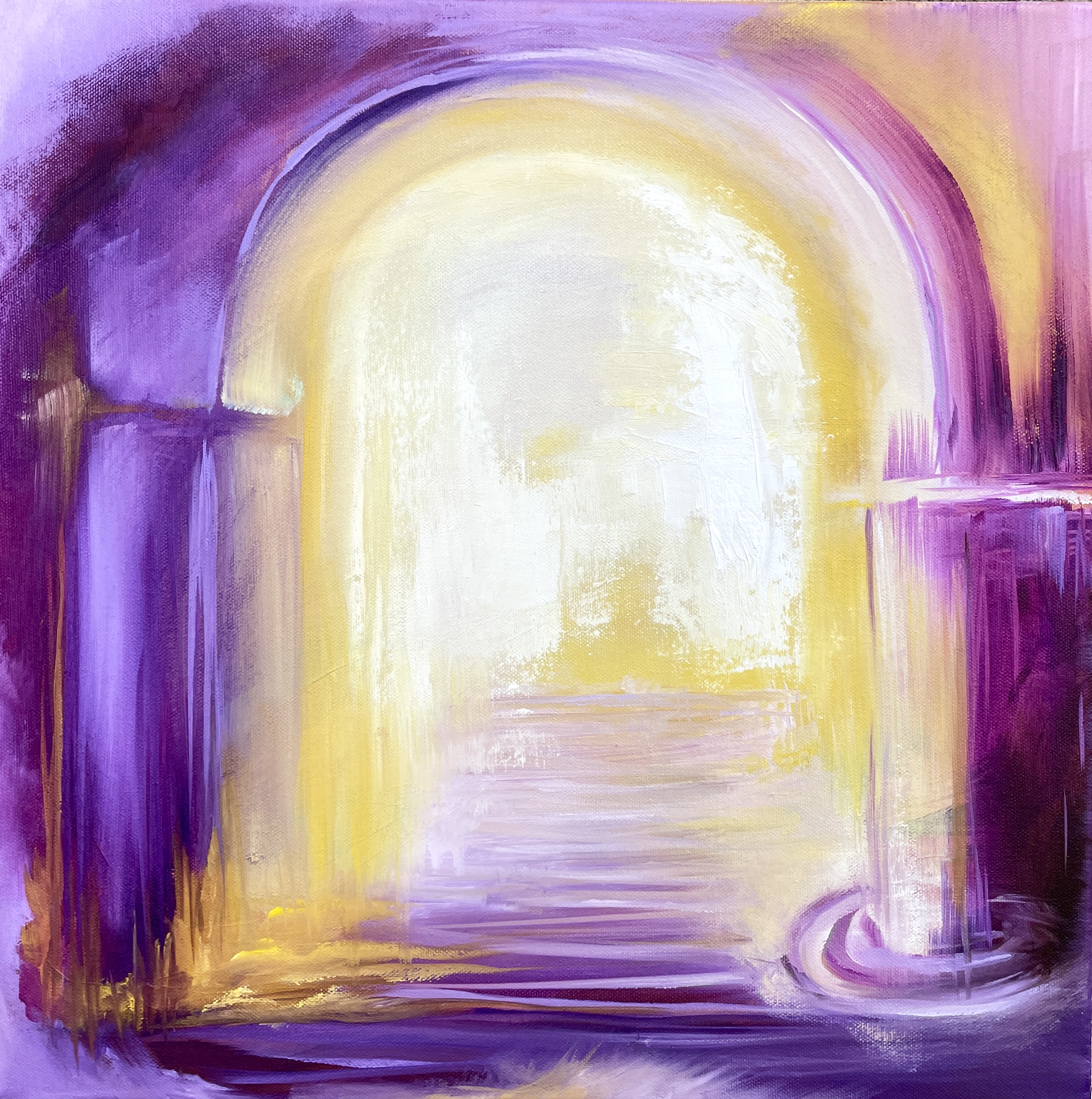 "HELIOS TEMPLE OF SUN" (2024) oil on stretched canvas 40x40cm