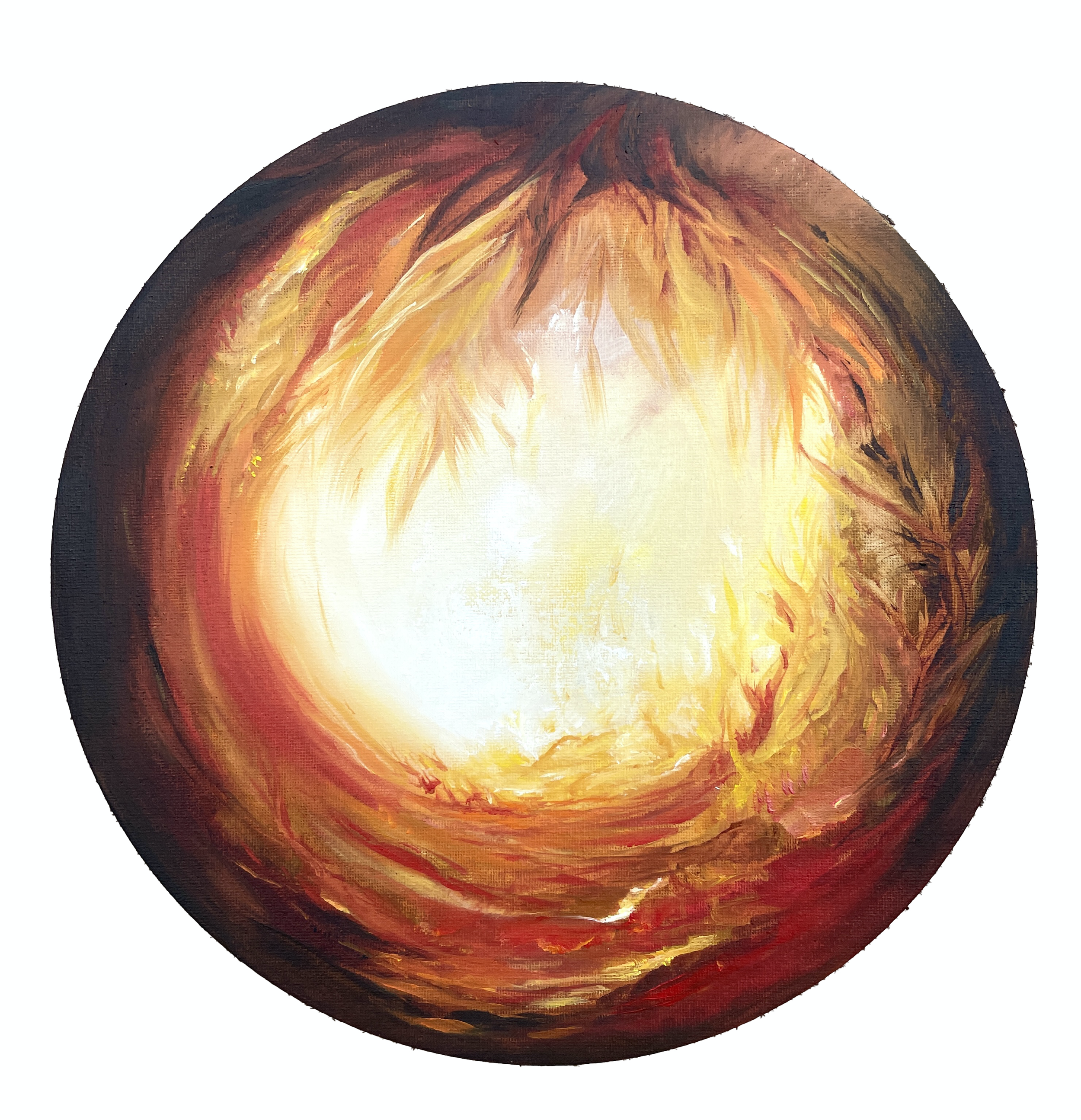 "FIRE" ( 4 ELEMENTS ) collection, (2025), oil on round canvas board 30cm