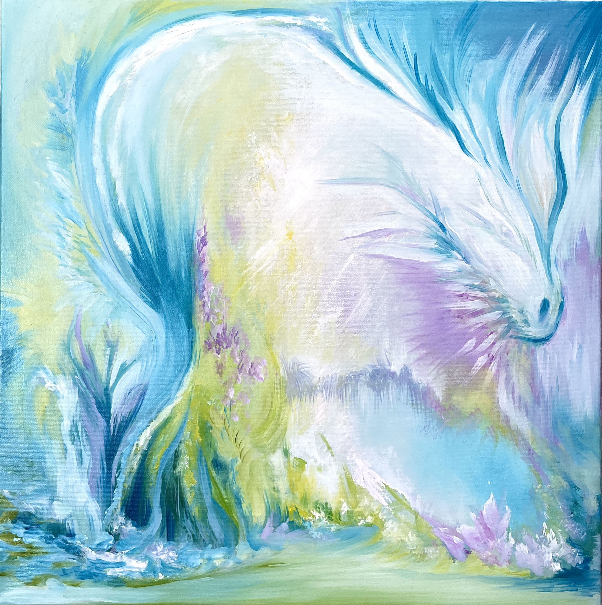 "WATER DRAGON" (2024), oil on stretched canvas 50x50cm
