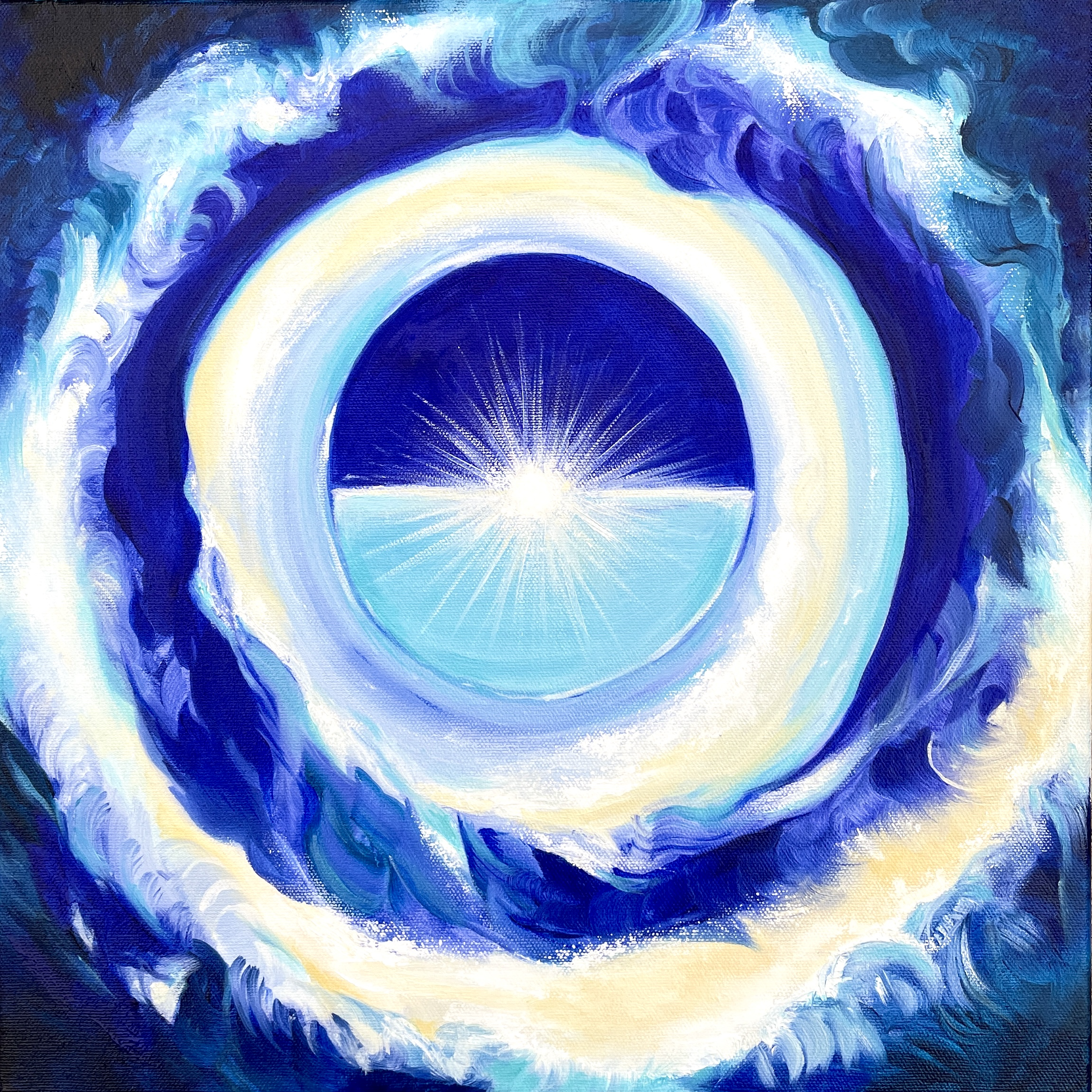 "PORTAL BETWEEN THE WORLDS" (2023) oil on stretched canvas 40x40cm