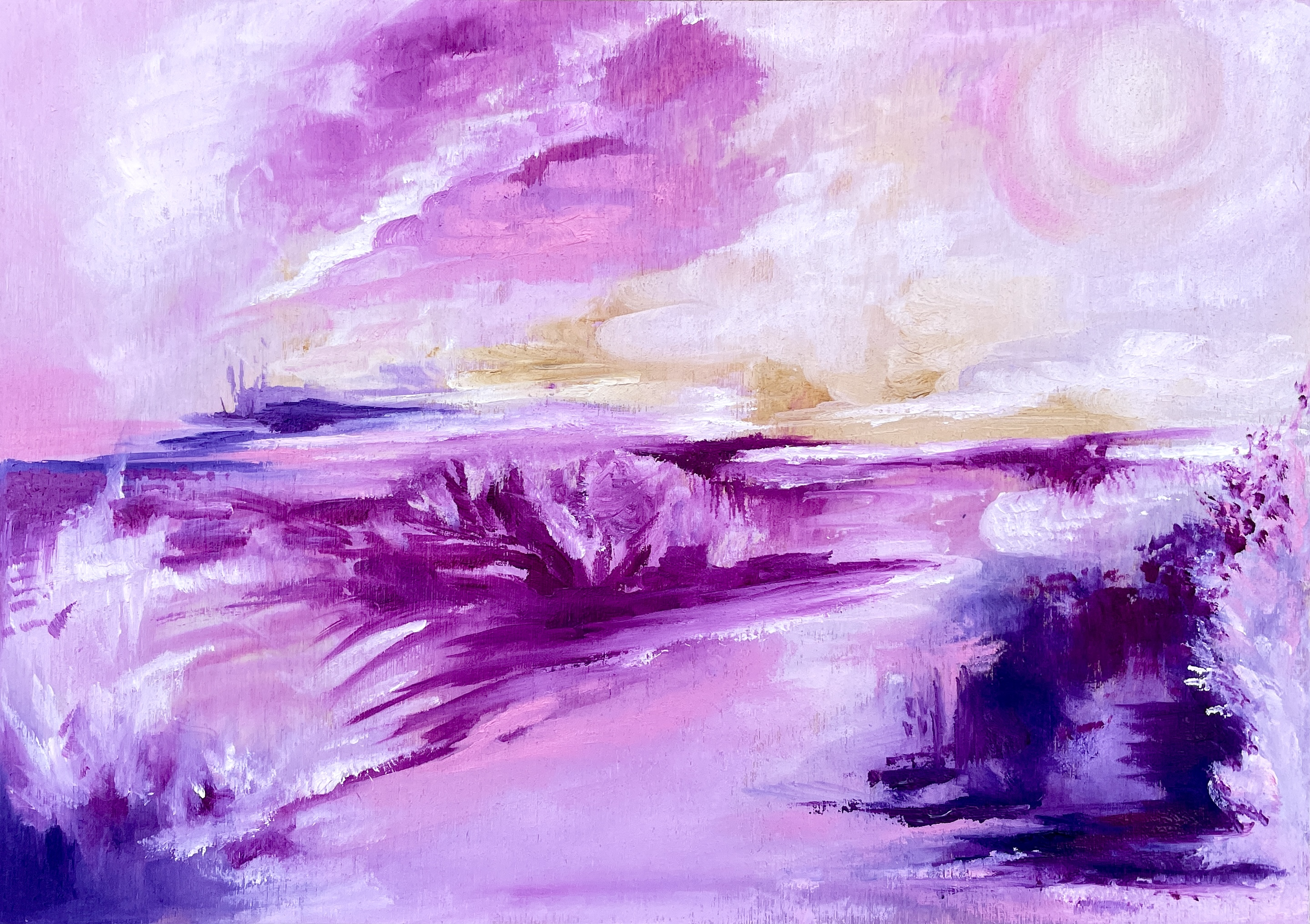 "LAND OF LOVE" (2024) oil on wooden panel, A4 size