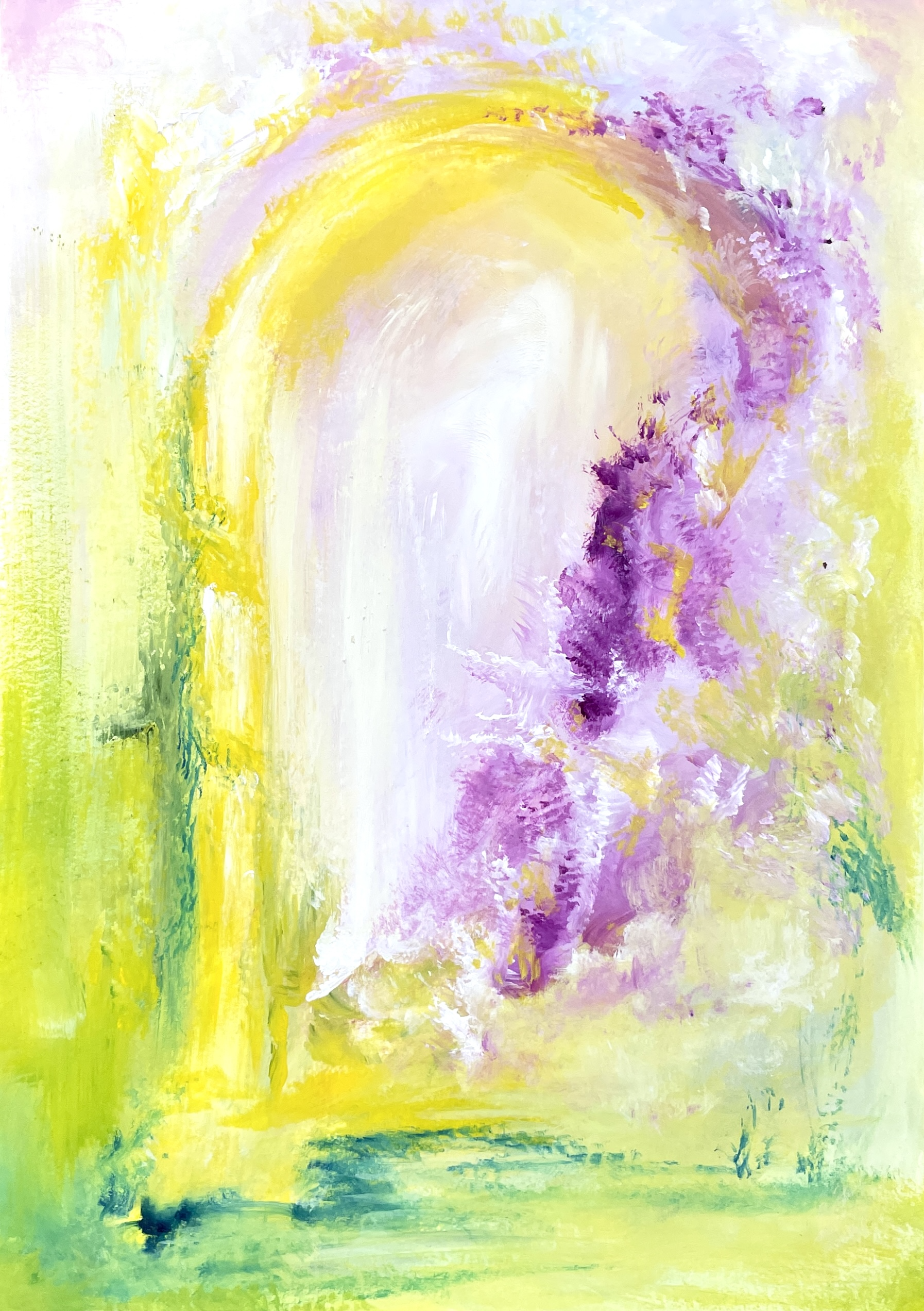 "ATLANTIS HEALING TEMPLE OF NATURE" (2024) oil on A4 paper