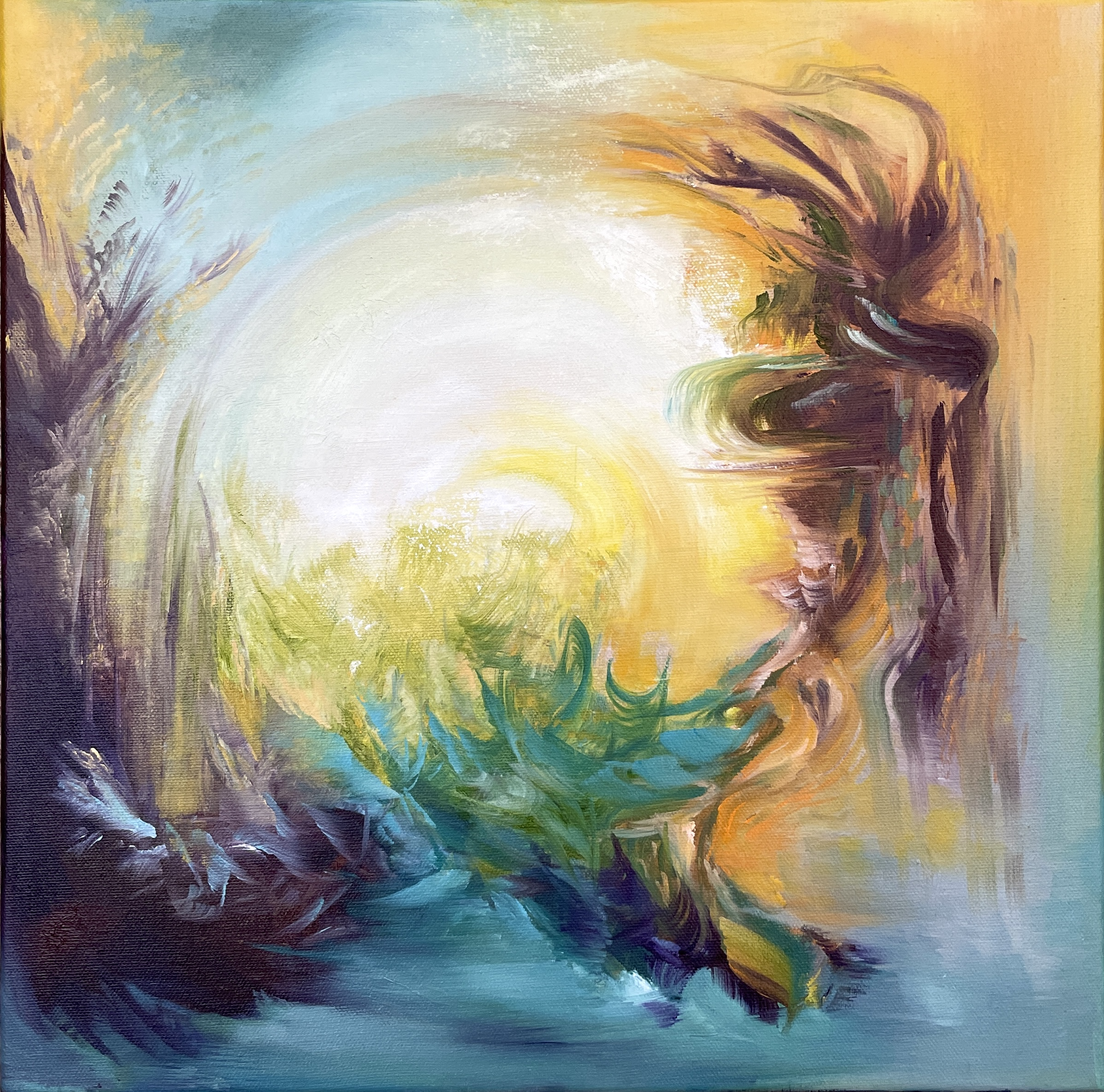 "SPIRIT OF THE BREATH" (2026), oil on stretched canvas 40x40cm