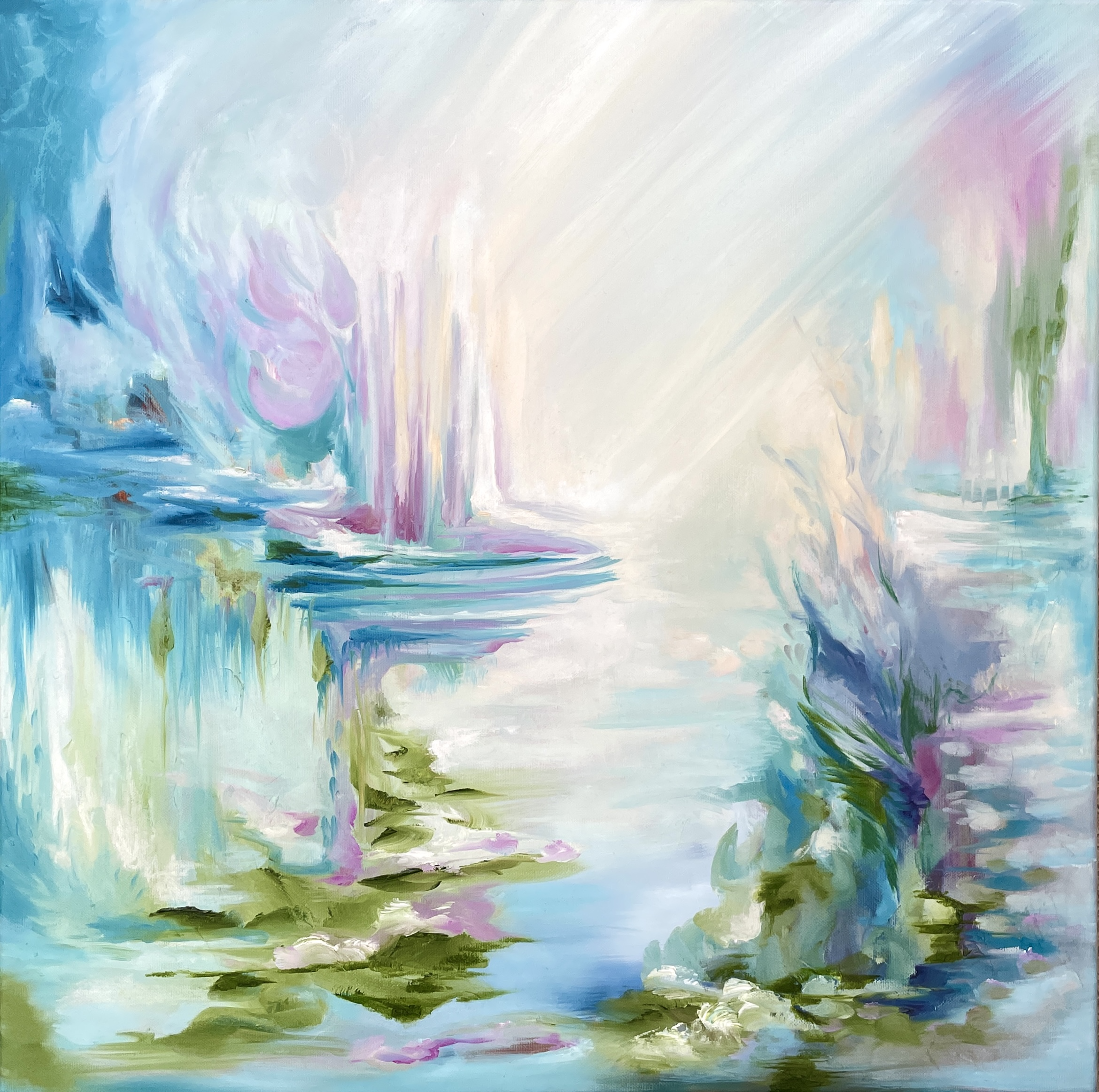 "ATLANTIS RISING" (2024), oil on stretched canvas 60x60cm