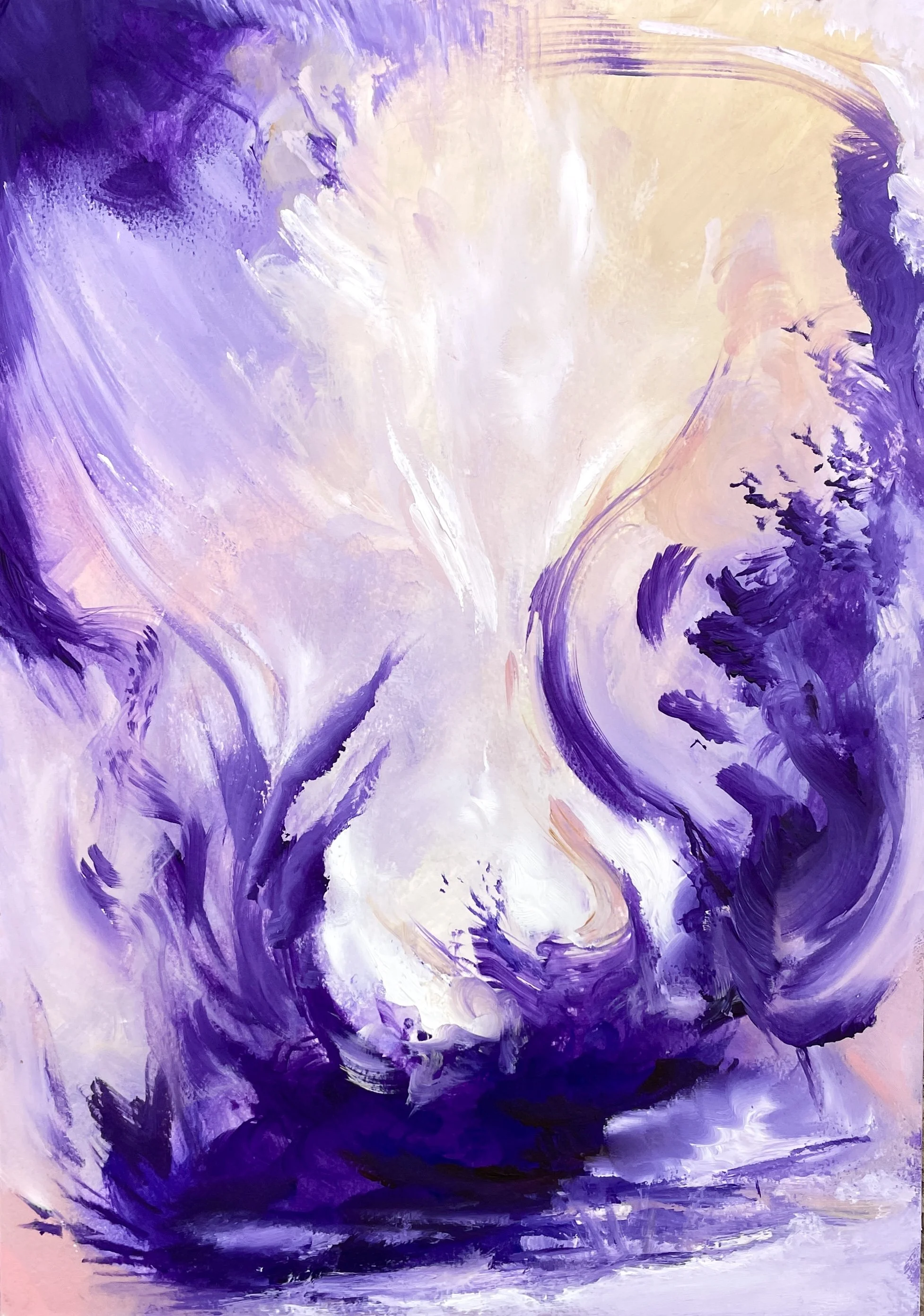 "PURPLE FLAME" (2024) oil on A4 paper