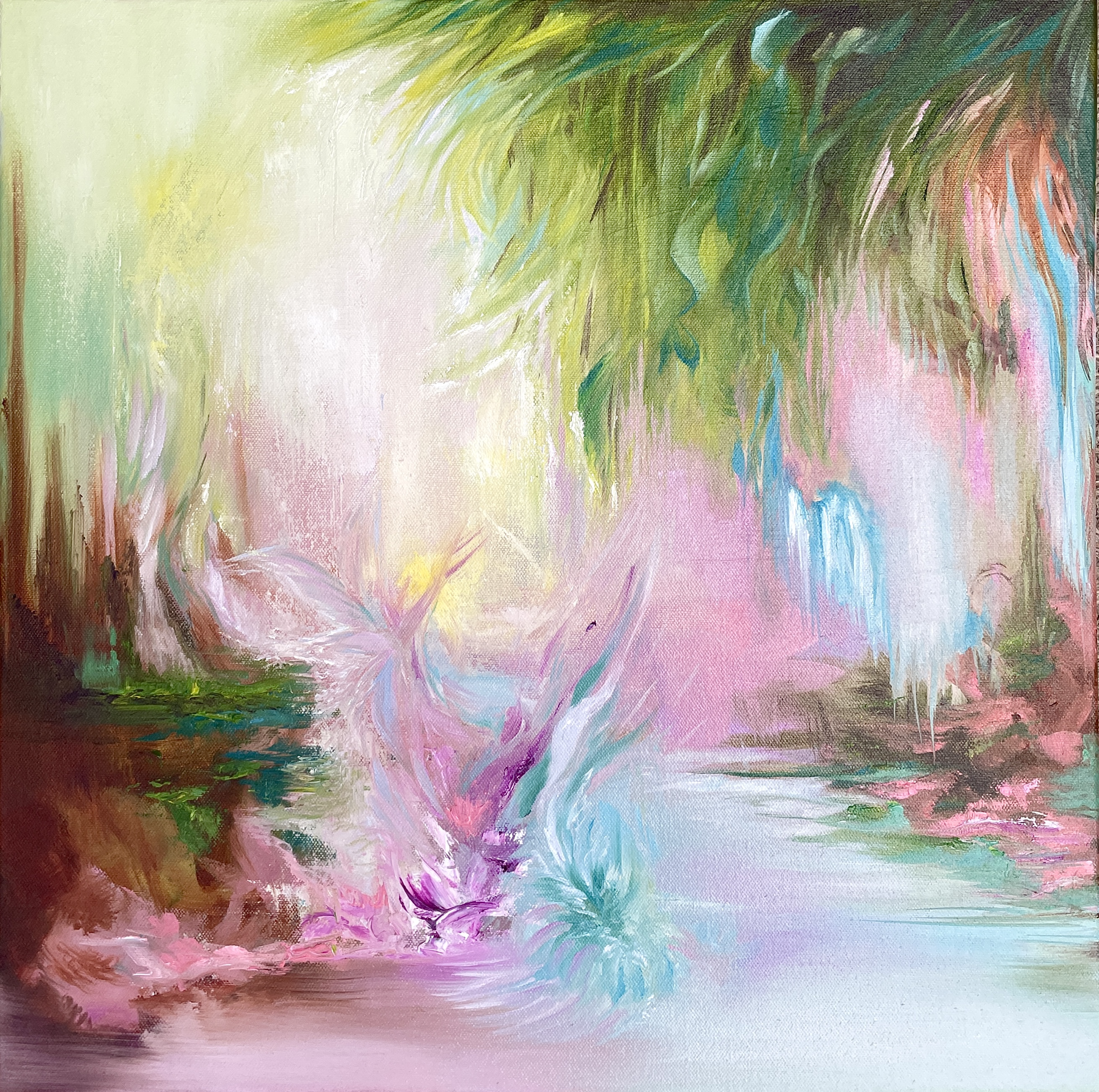 "THE WATER GARDEN" (2025) oil on stretched on canvas 50x50cm