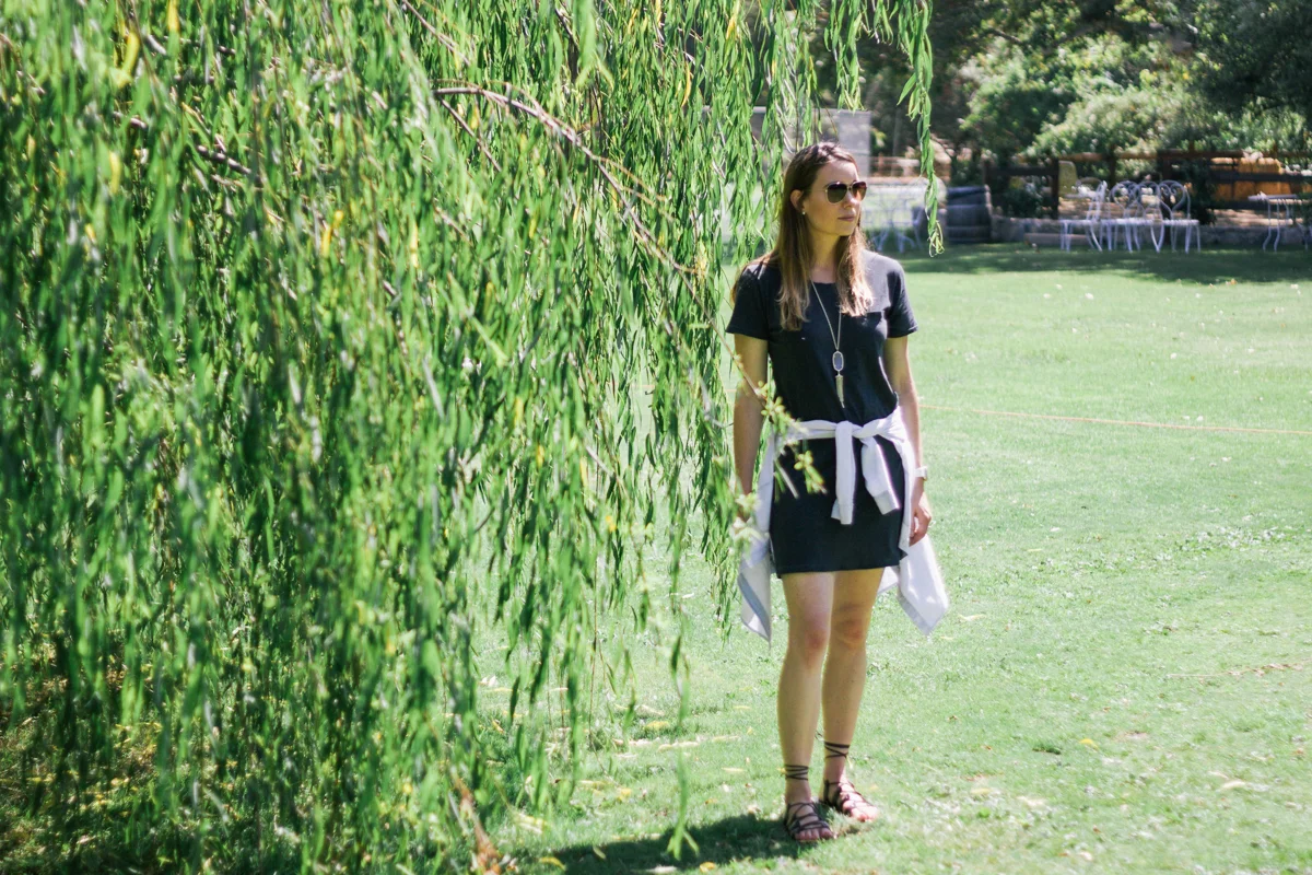 Rocksbox, Kendra Scott necklace, tassel necklace, t-shirt dress, JCrew t-shirt dress, JCrew dress, summer dress, casual dress, Madewell hat, Jcrew sunglasses, JCrew tote, tote, JCrew gladiator sandals, gladiator sandals, lace up sandals, JCrew sandals, chambray shirt