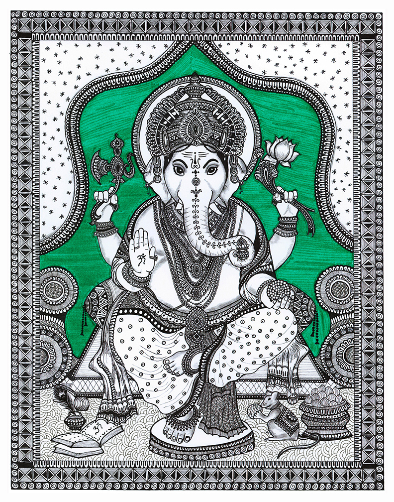 Ganesha green background 