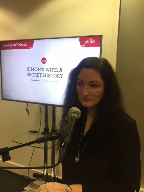 Lesley Affrossman speaking at Jewish book week