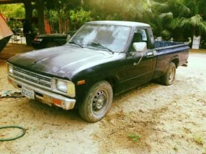 blue beater toyota pickup