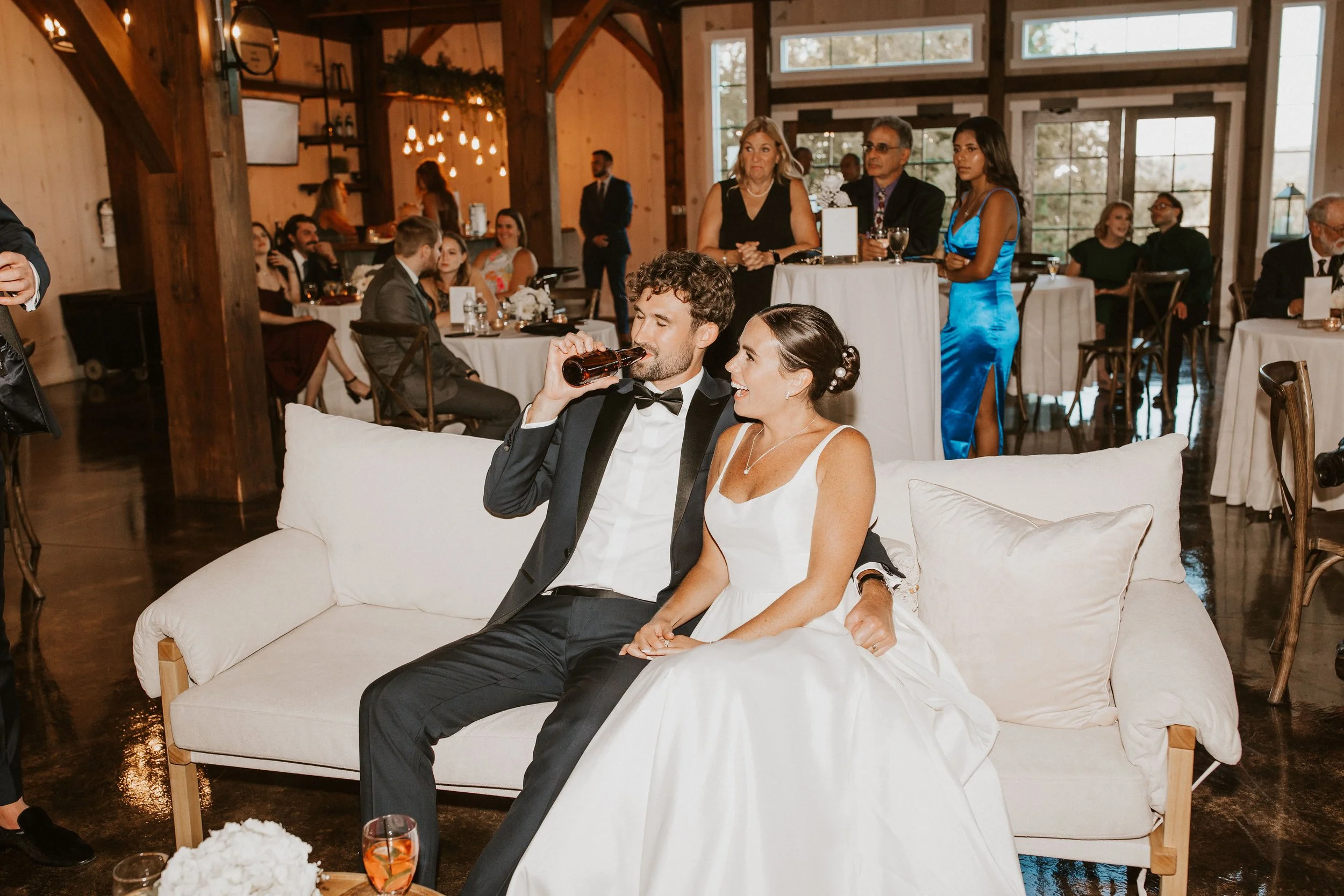 Small upscale wedding in Buffalo, NY with lounge seating and alternative layout