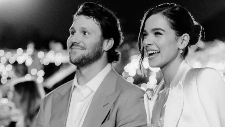 Happy bride and groom enjoying their wedding reception Buffalo, NY Josh Allen Hailee Steinfeld