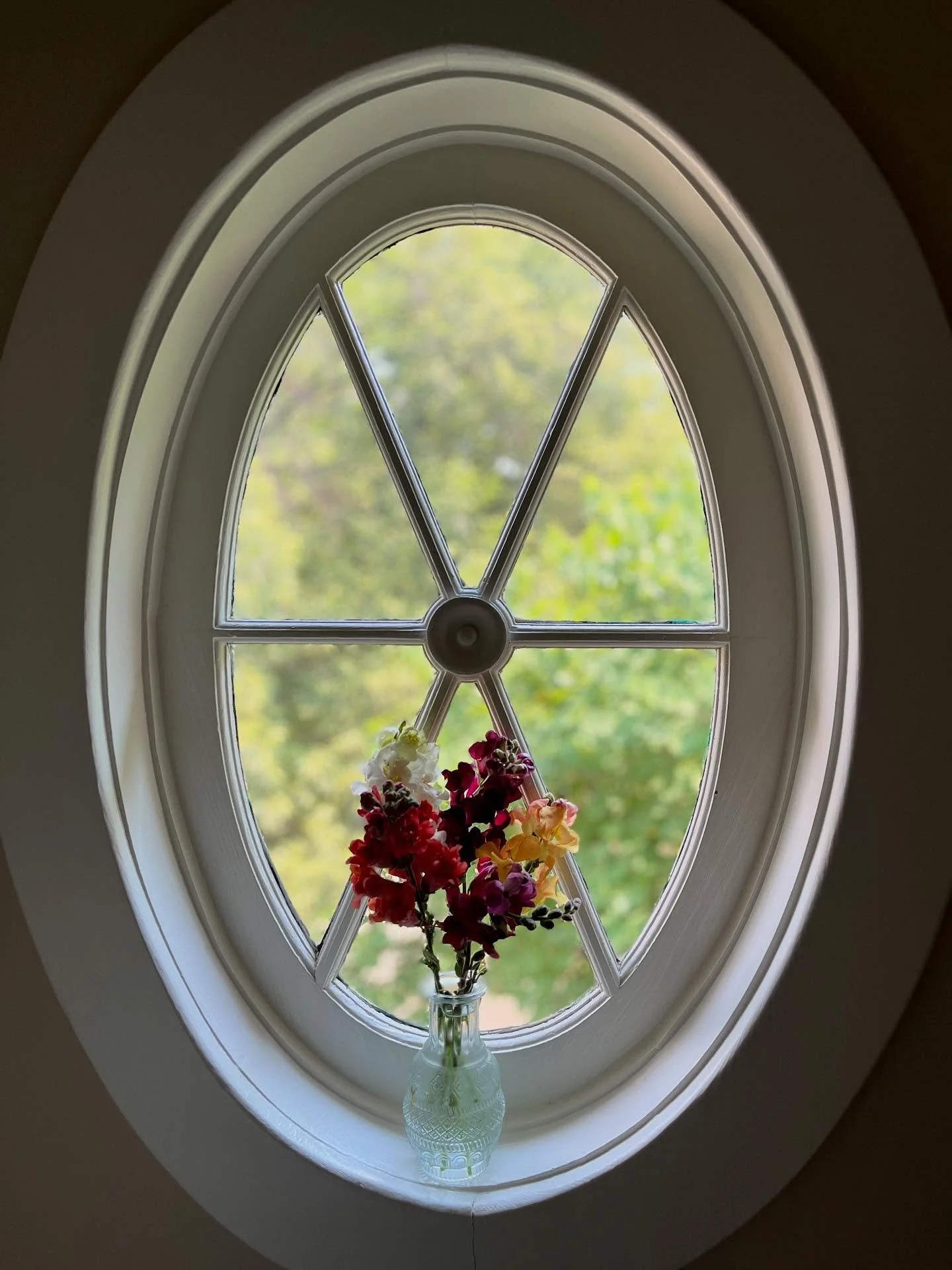 Farm fresh flowers on the sill, morning light filtering through an old oval window, some things never go out of style 🌼 &bull; &bull; &bull; &bull; &bull; &bull; &bull; &bull; &bull; &bull; &bull; &bull; &bull; &bull; &bull; &bull; &bull; &bull; &bu
