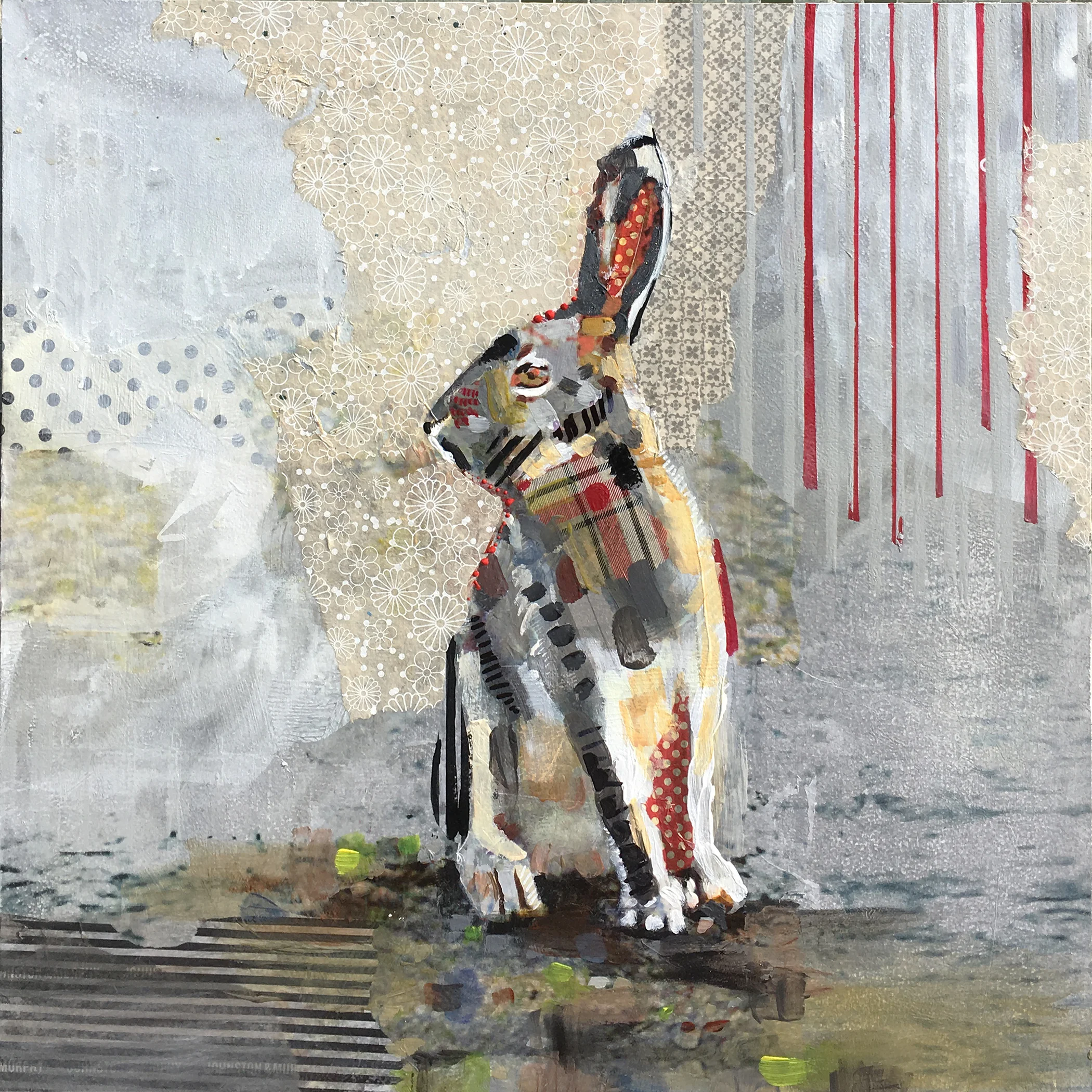 Alert, 2018, 24 x 24" mixed media