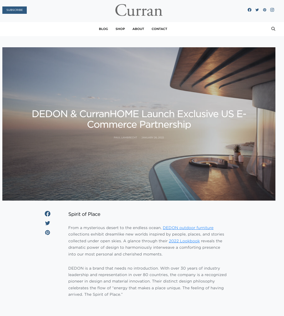   https://www.curranonline.com/blog/dedon-curran-partnership/  