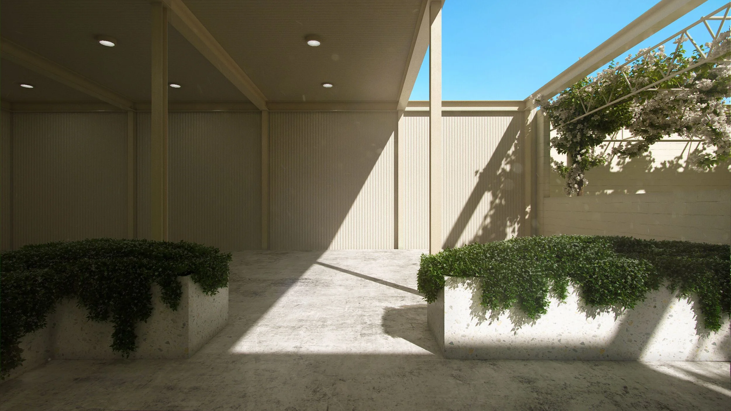 This is a visual rendering of the covered veranda space.