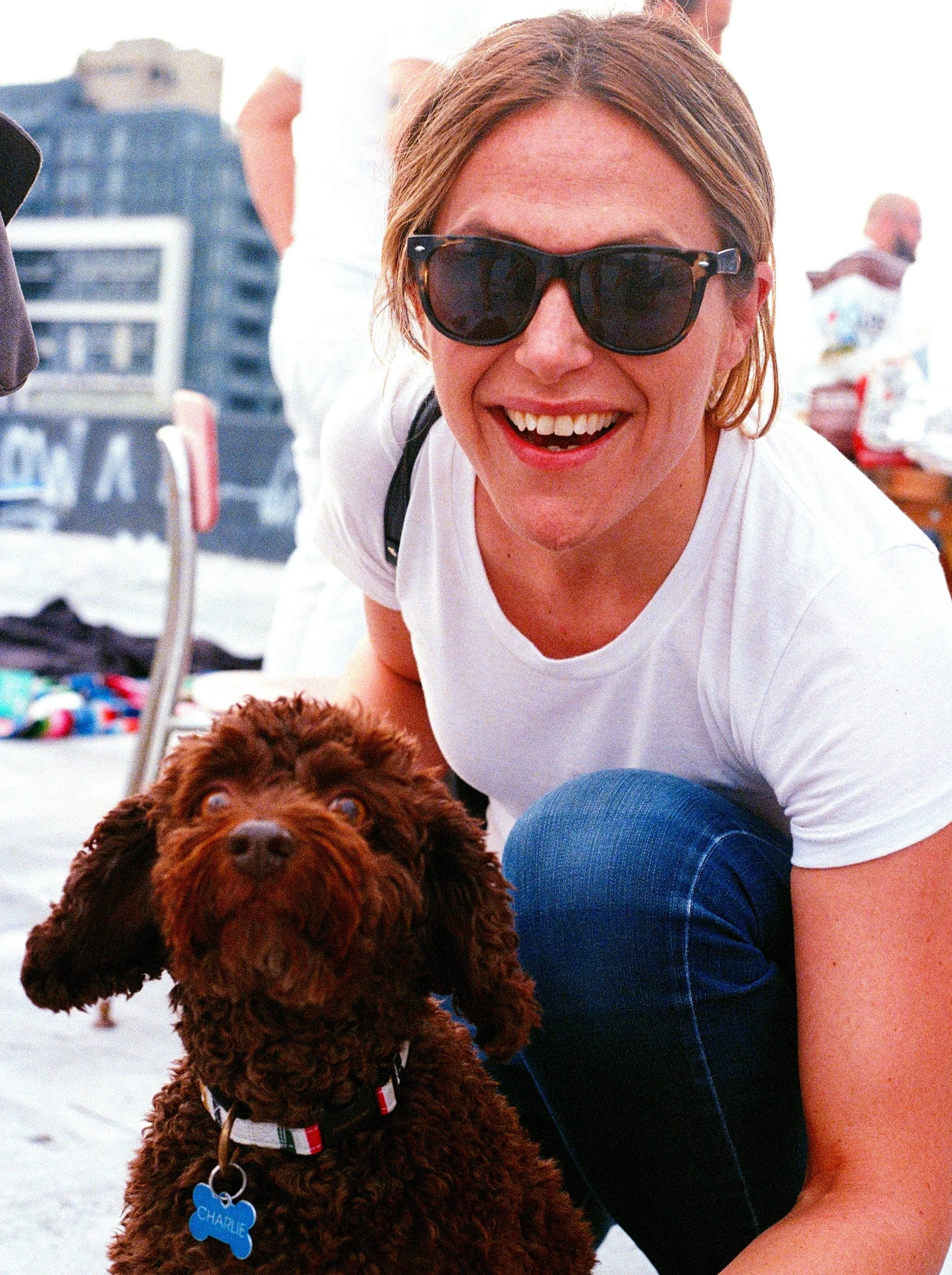 Amanda with her godson, social media influencer Charles the Dog .