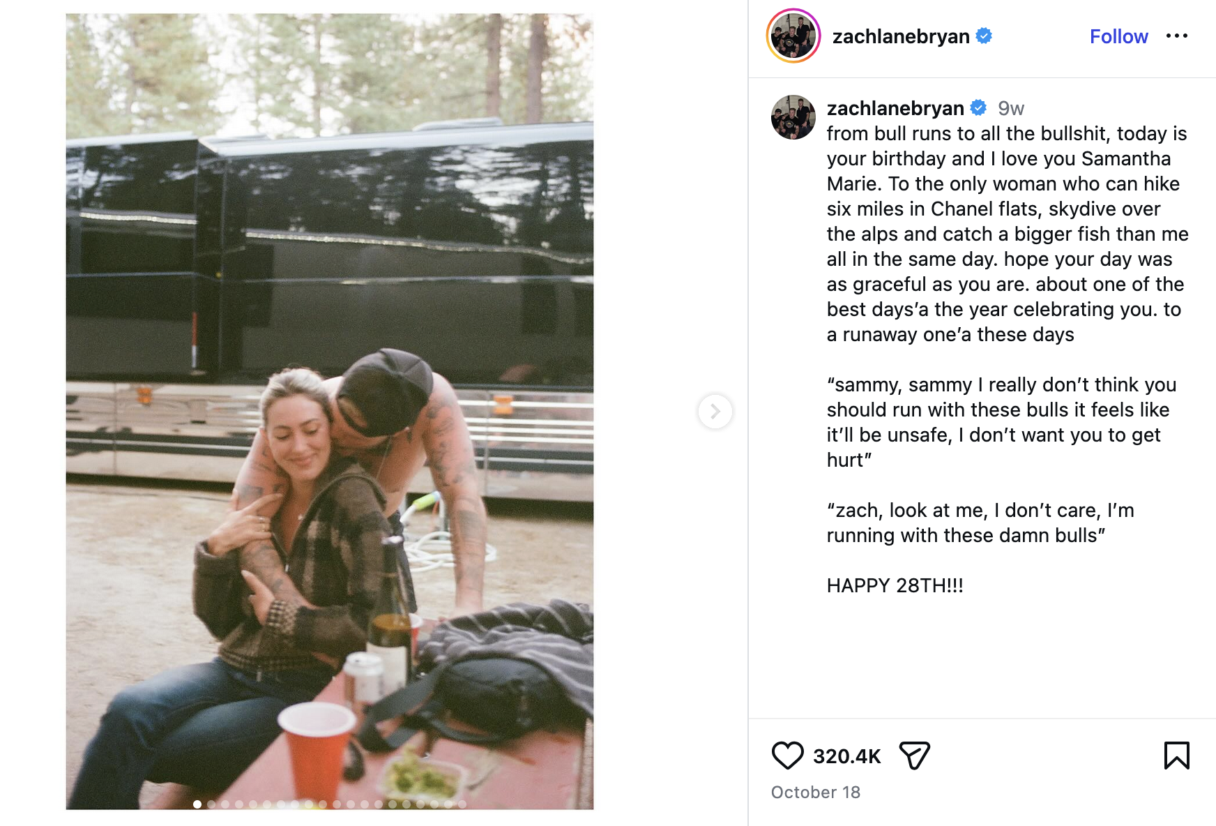 Zach Bryan and Samantha Leonard dating together