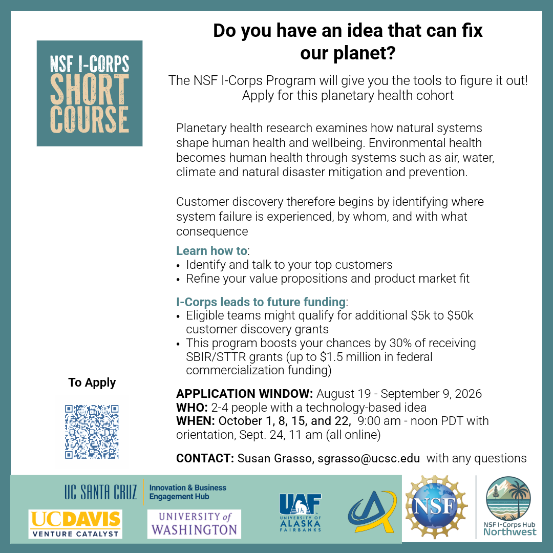 UC Santa Cruz Opens Applications for NSF I-Corps Short Course This Fall