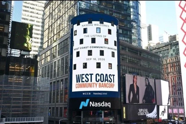 West Coast Community Bancorp Begins Trading on Nasdaq