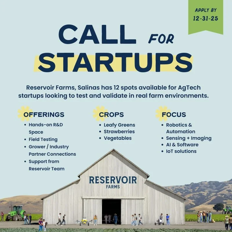 Reservoir Farms Opens Applications for 2026 AgTech Startup Programs in Salinas