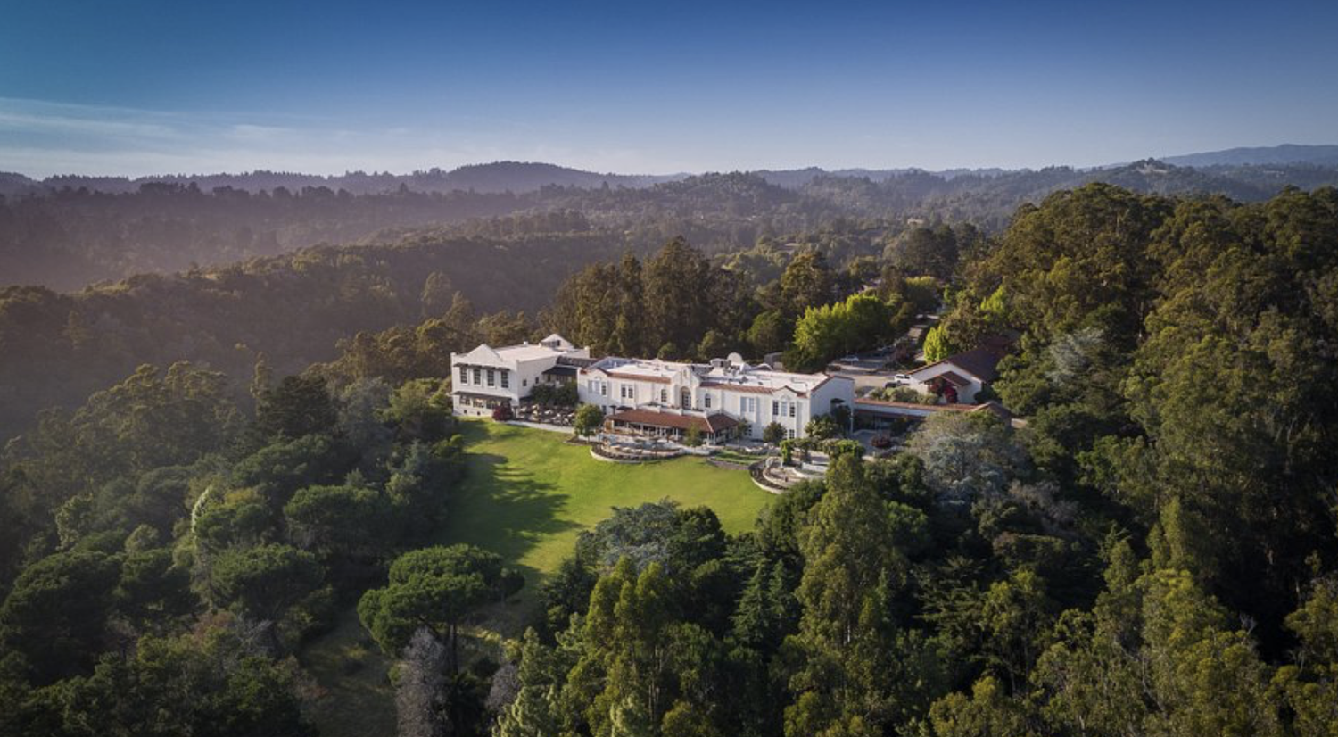 Aerial view of Chaminade Resort in the Santa Cruz Mountains