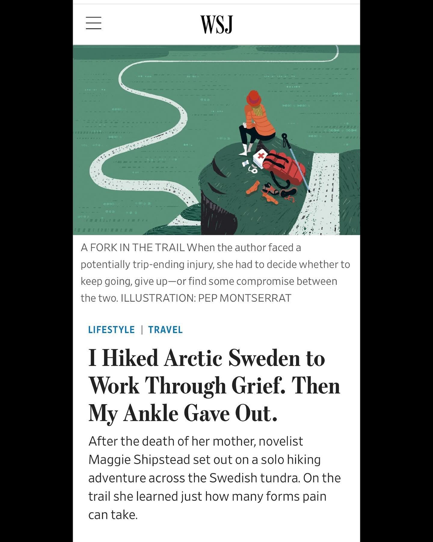 I wrote a Traveler&rsquo;s Tale for @wsjoffduty about when my ankle gave out while I was hiking the Kungsleden in 2022 after my mom died. Thanks to @sebmodak for the opportunity and the edit&mdash;it&rsquo;s not the lightest topic, but bringing this 