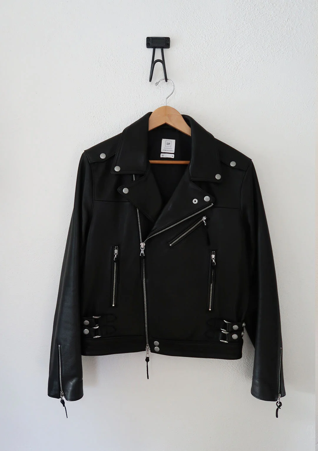 John Elliott x Gap GQ Leather Moto Jacket in Black