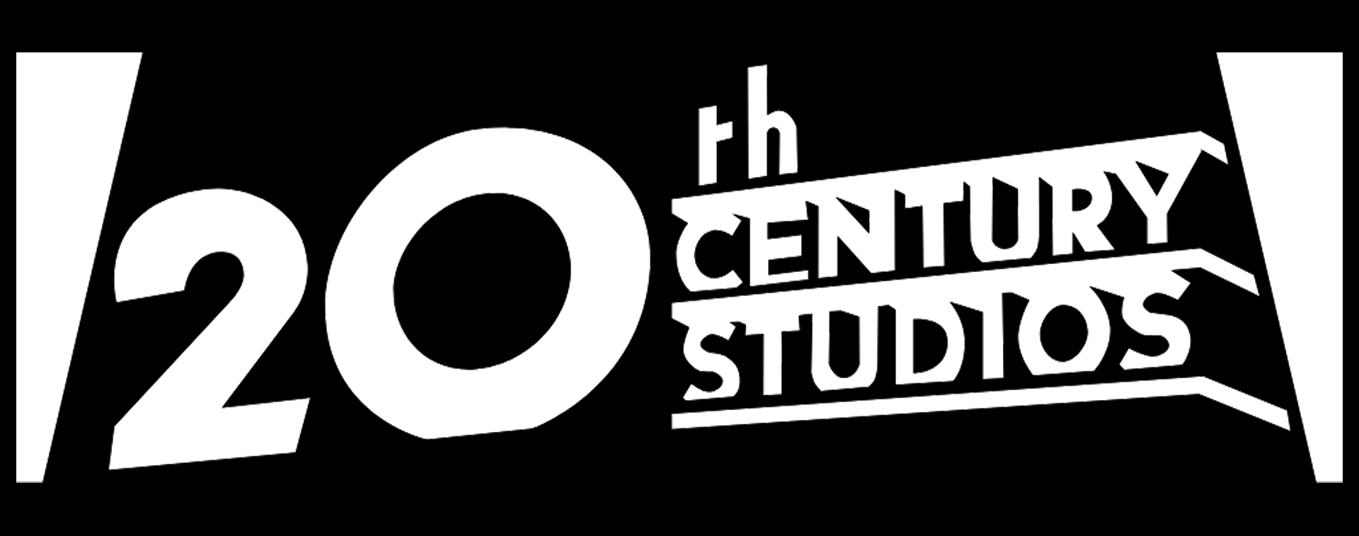 Logo for 20th Century Studios with black background and white text