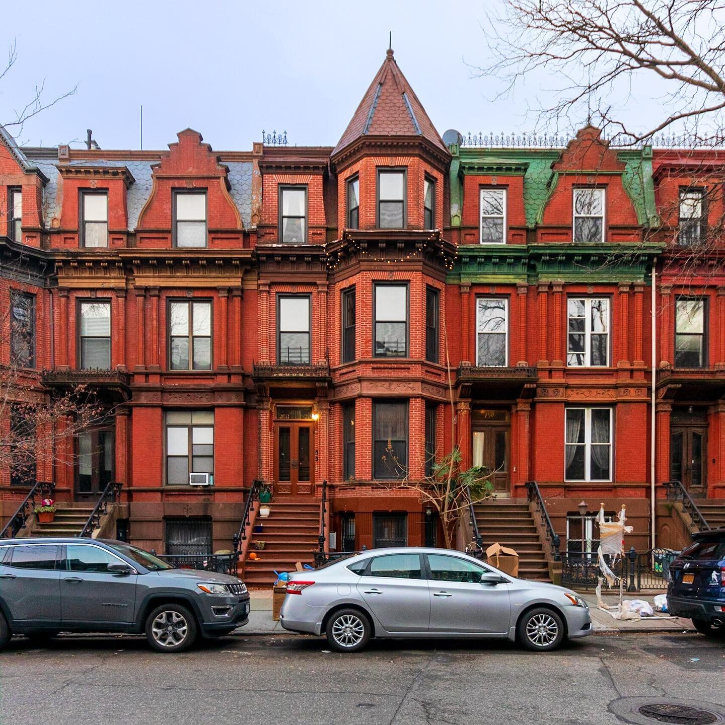 This group of row houses on Hancock Street in Bed-Stuy was built for developer George H. Stone. Stone owned and developed many buildings in this area in the 1870s and 1880s, these were built in 1884. For reference, most of the buildings in this part 