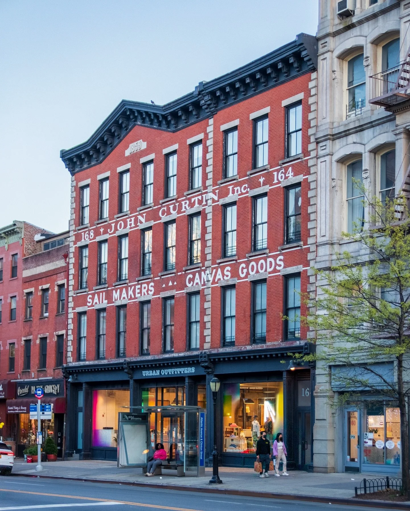 Atlantic Avenue in Brooklyn developed rapidly in the mid 1800s with the opening of ferry service between it and Whitehall Street in Manhattan. Many of the commercial store fronts along it serviced the harbor, such as the lofts here at 164 and 168 whi