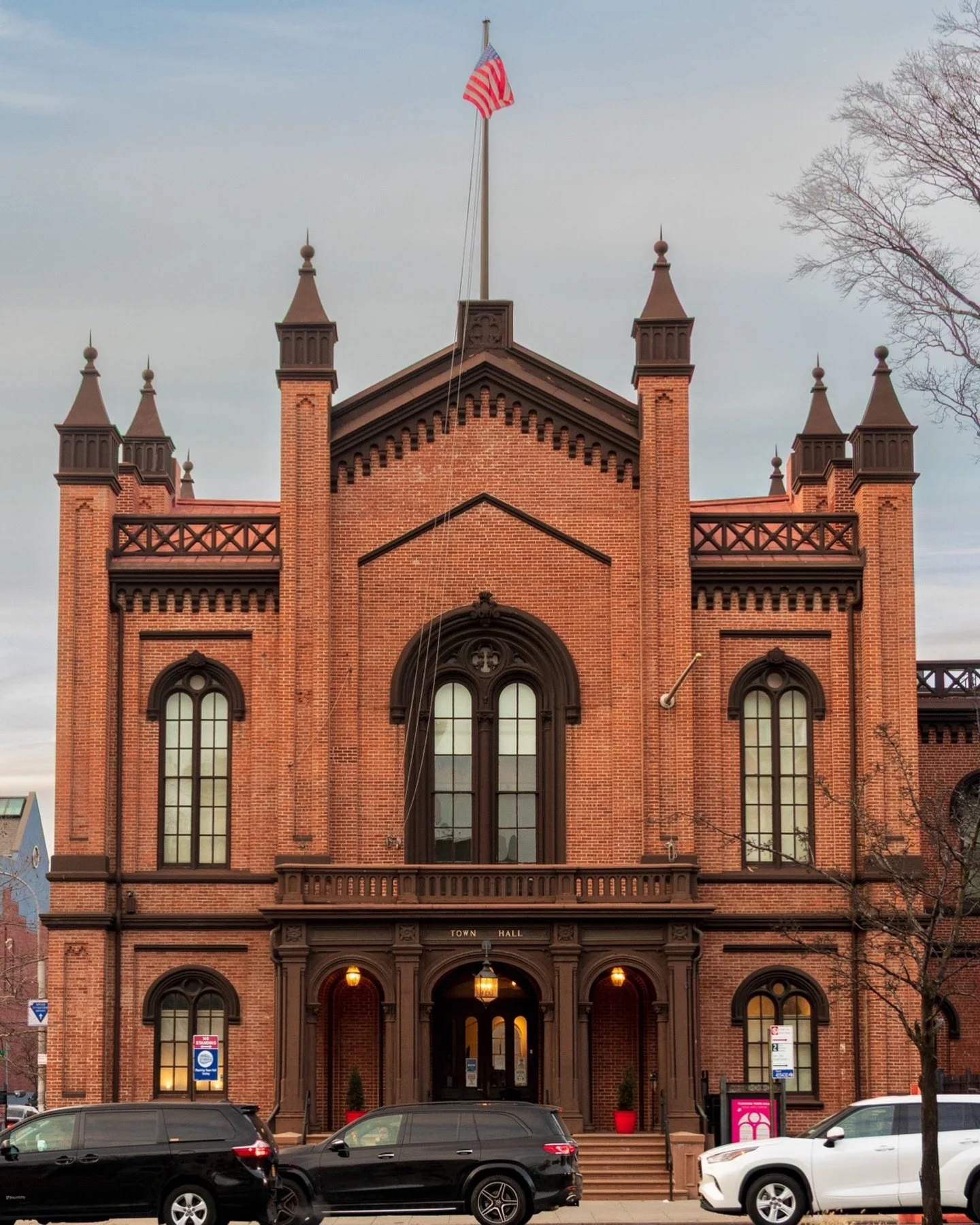 This is Flushing Town Hall. For those of you not too familiar with New York City history, you might wonder why a neighborhood in a borough in a city has its own town hall? Flushing was one of the five original towns that made up Queens County. It was