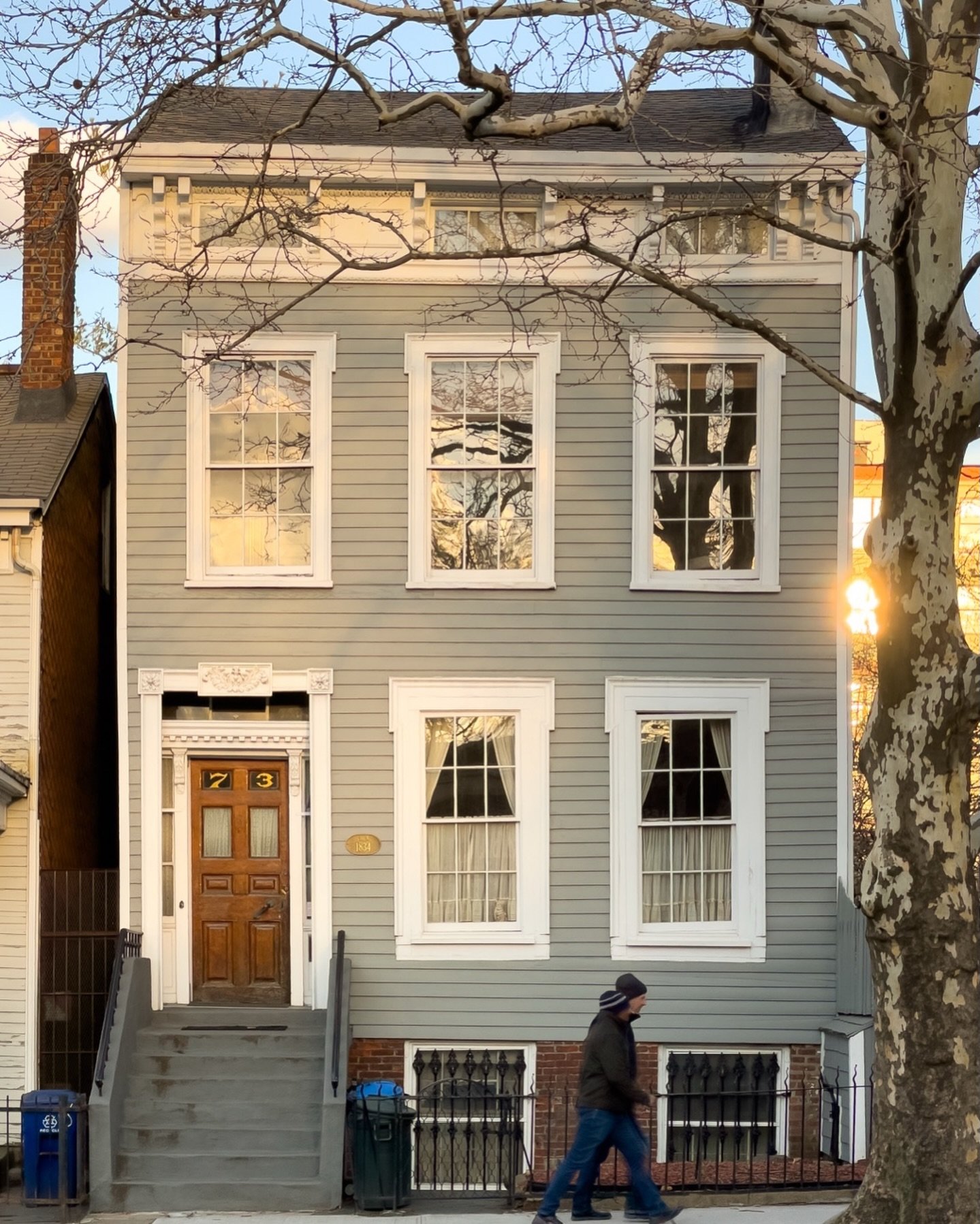 This townhouse at 73 Vanderbilt Avenue in Brooklyn was built in 1852 as part of the development surrounding the Brooklyn Navy Yard. At its peak, the Navy Yard employed over 75,000 workers. The building has gone through some pretty dramatic transforma
