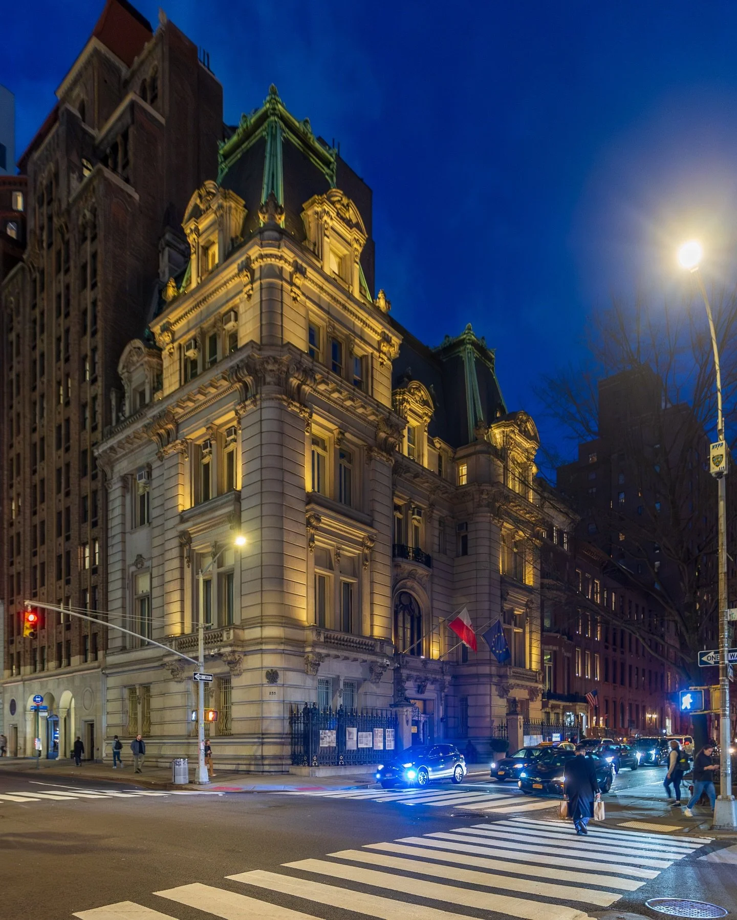 The Gilded Age caused a mansion building boom at the end of the 19th century. While they quickly fell out of favor for luxury apartment buildings, a few still remain. This particular example was a single-family home, built for Joseph Raphael De Lamar