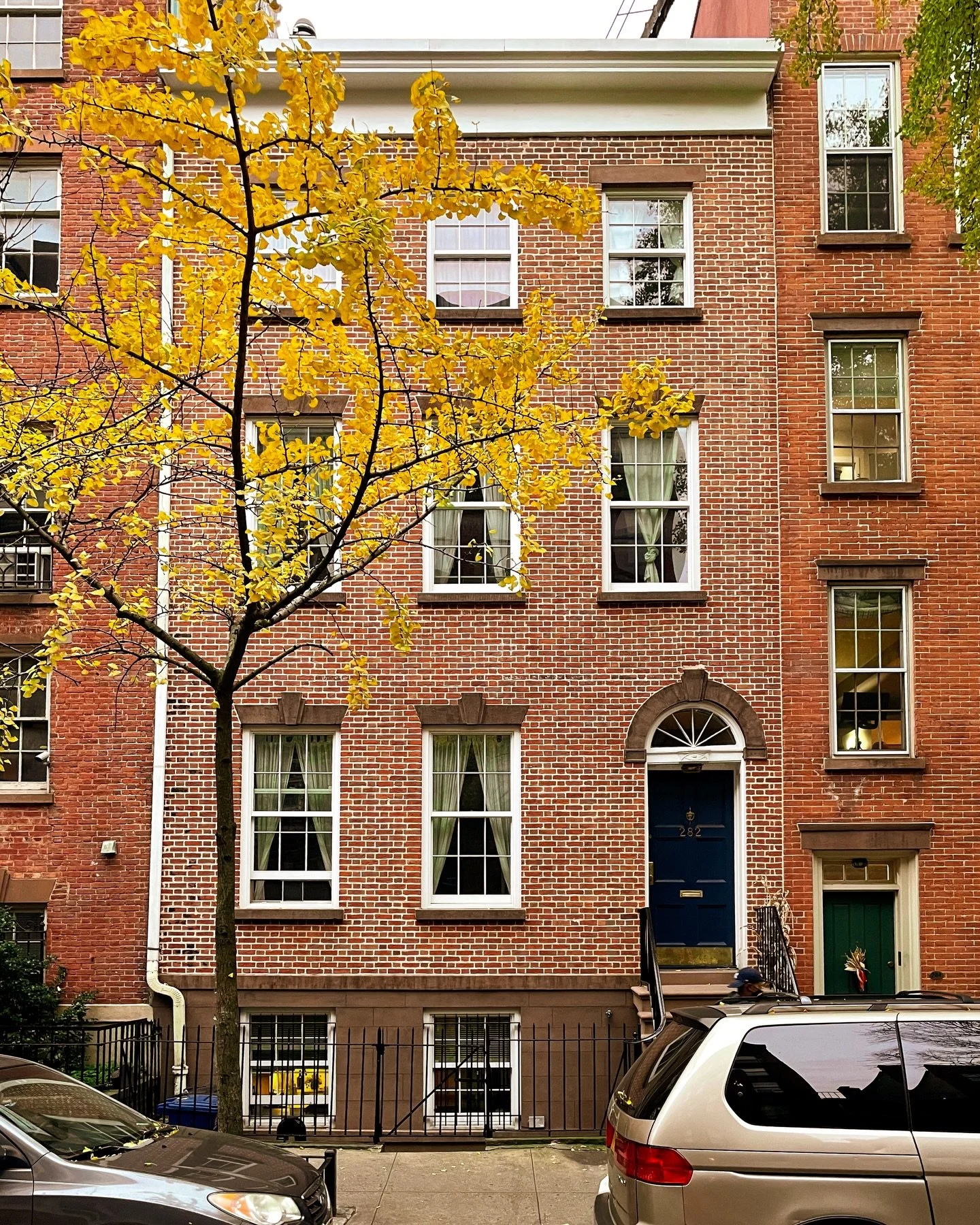 Walking through the West Village, 282 West 11th Street stuck out to me. It may have been the stately light brick, or the blue door, but turns out this is one of the oldest buildings left in the village. It was built in 1818 for a man by the name of A