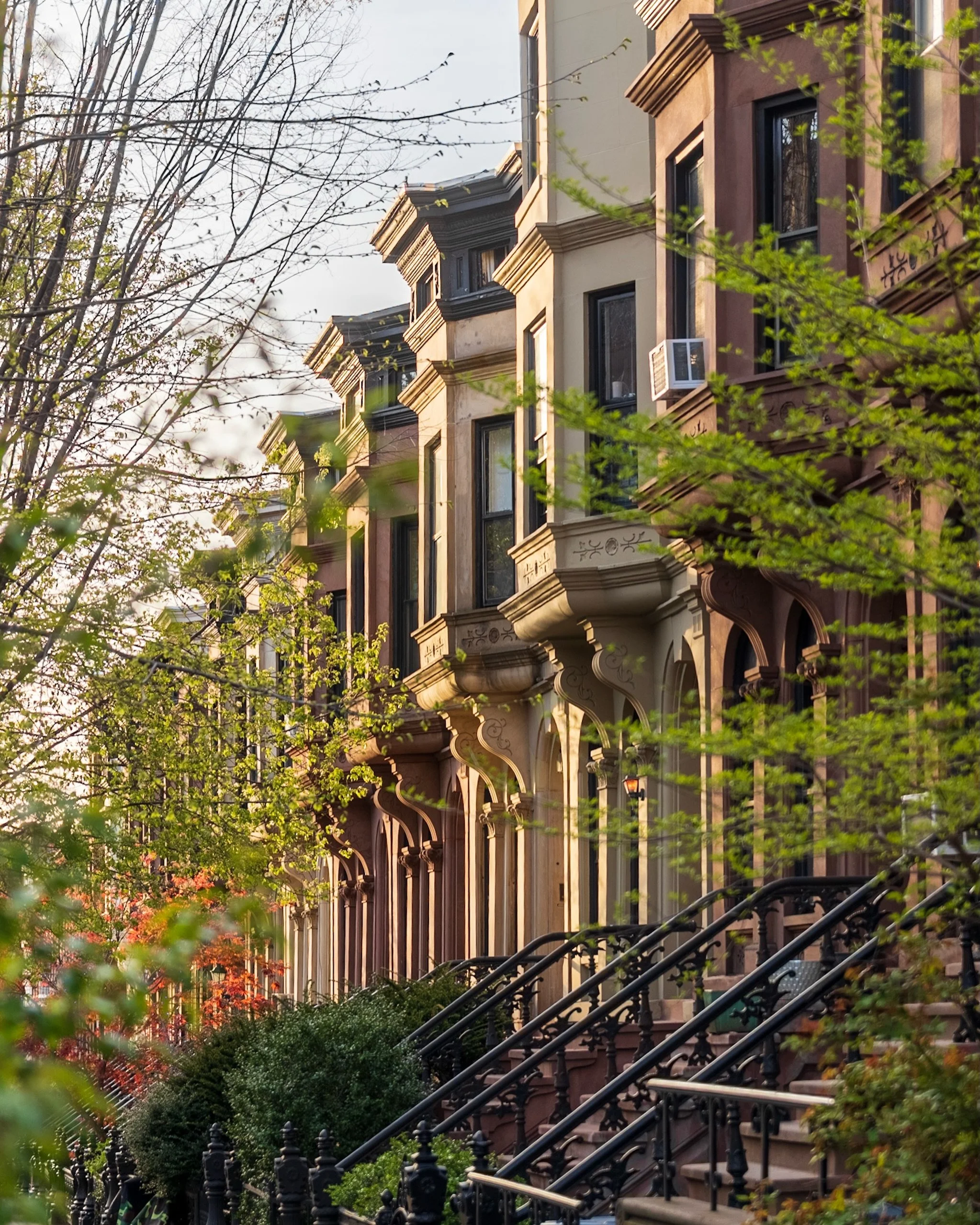These are a few of the fourteen brownstones on the north side of 1st Street in Park Slope between 7th and 8th Avenue. They&rsquo;re a little shorter than some of the other brownstones in the neighborhood and were all built between 1887-1889. The arch