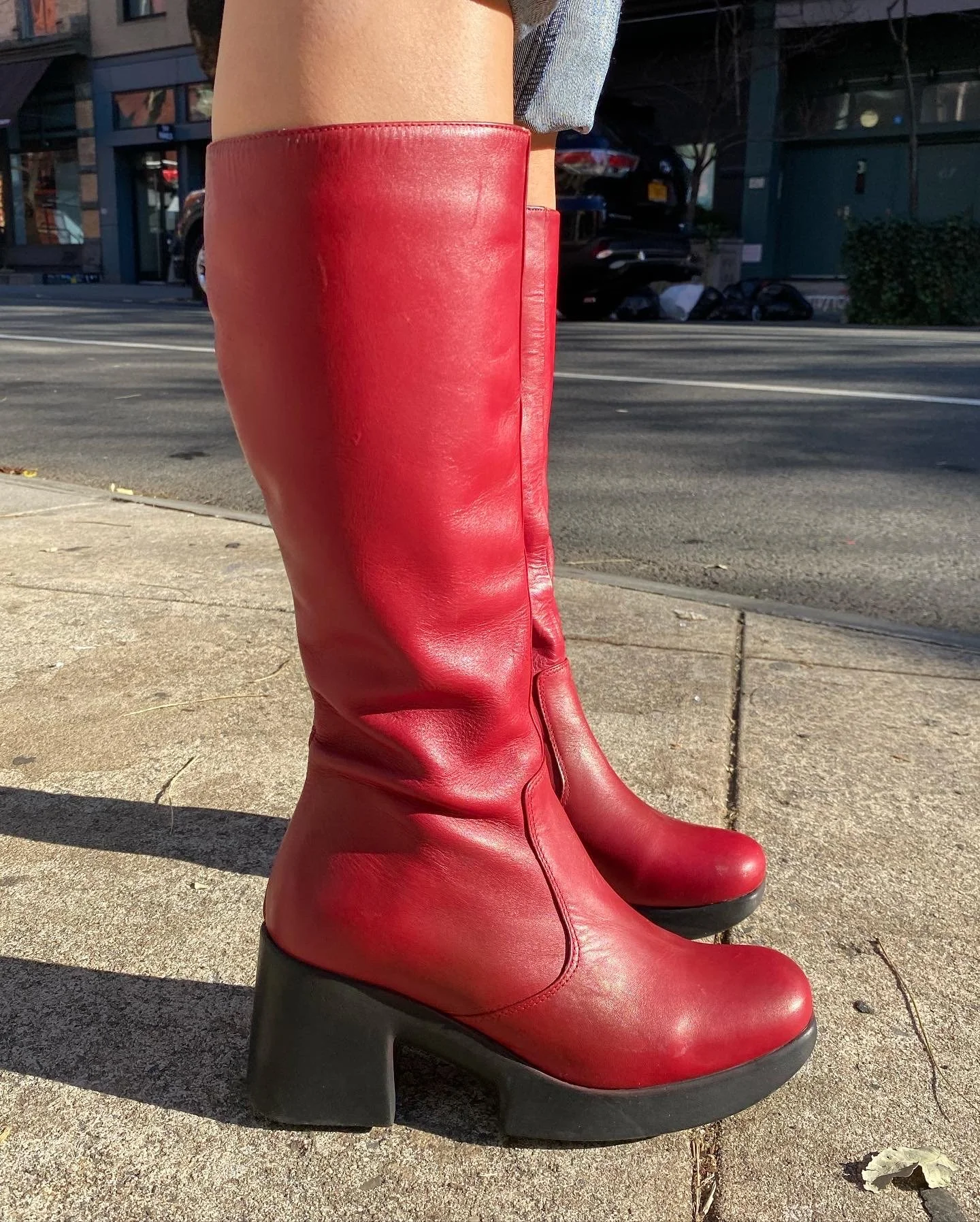 platform red boots