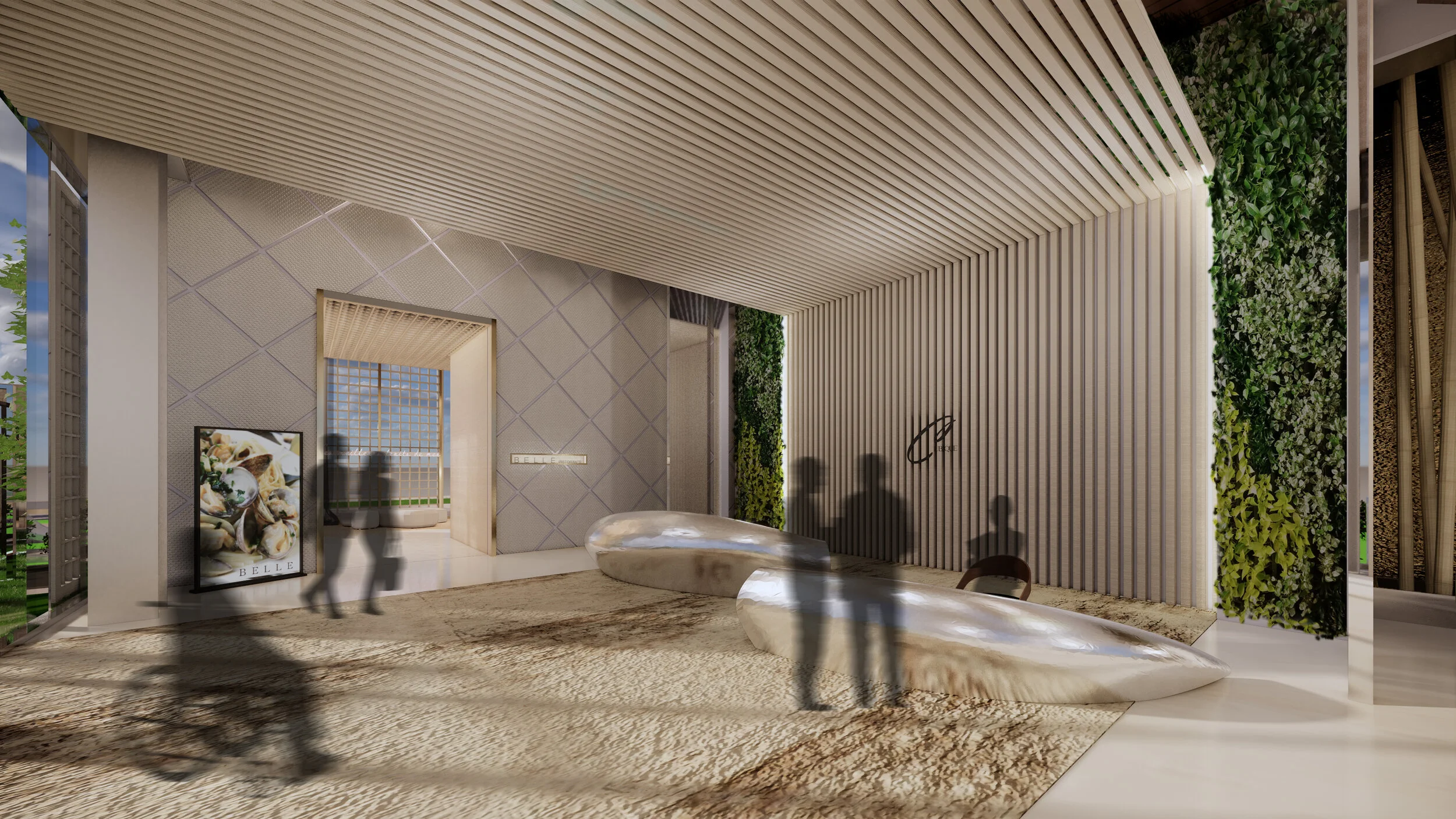 Reception Area Facing Dine-In Restaurant, “Bella”