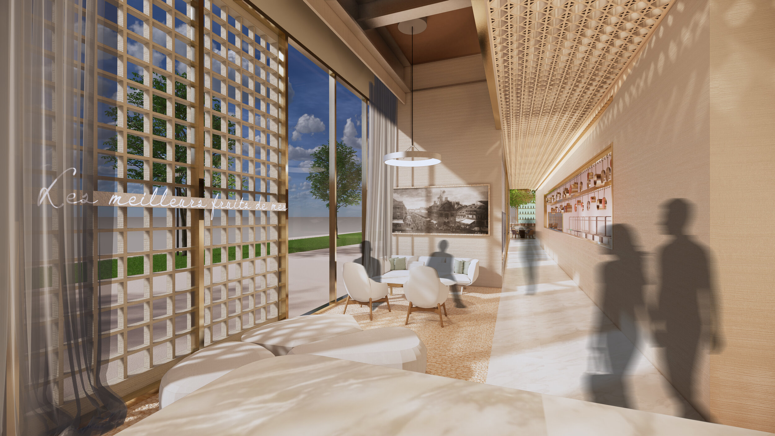 Restaurant Waiting Lounge &amp; Vista With Open Kitchen