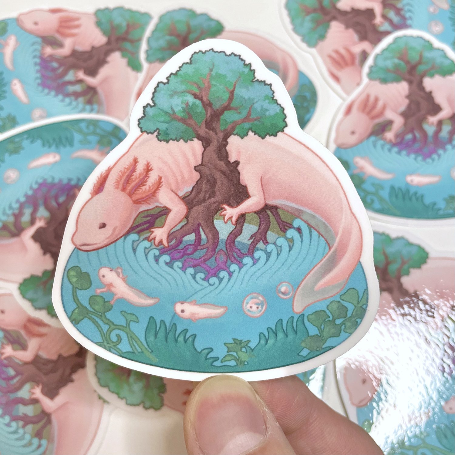 Axolotl World Tree Vinyl Sticker — Authan Chen