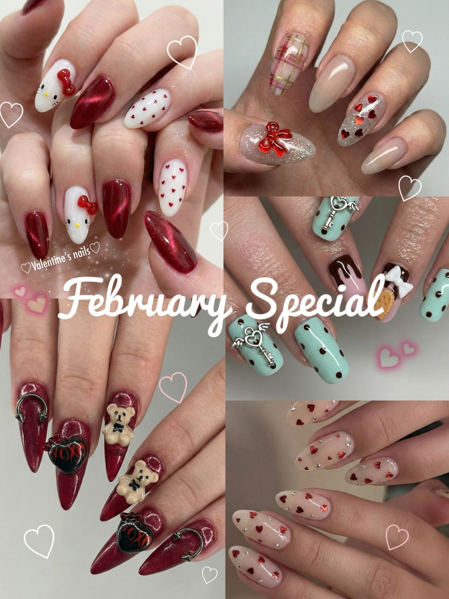 2月限定 / February Valentine Limited 🍫❤️✨

自爪 Natural nails &yen;9,900
長さだしあり With extensions &yen;15,000
（税込 / including tax）

✨ Monthly Special Designs ✨
Book under &ldquo;Monthly Special&rdquo;

Color change OK / Removal not included

#valentinenail