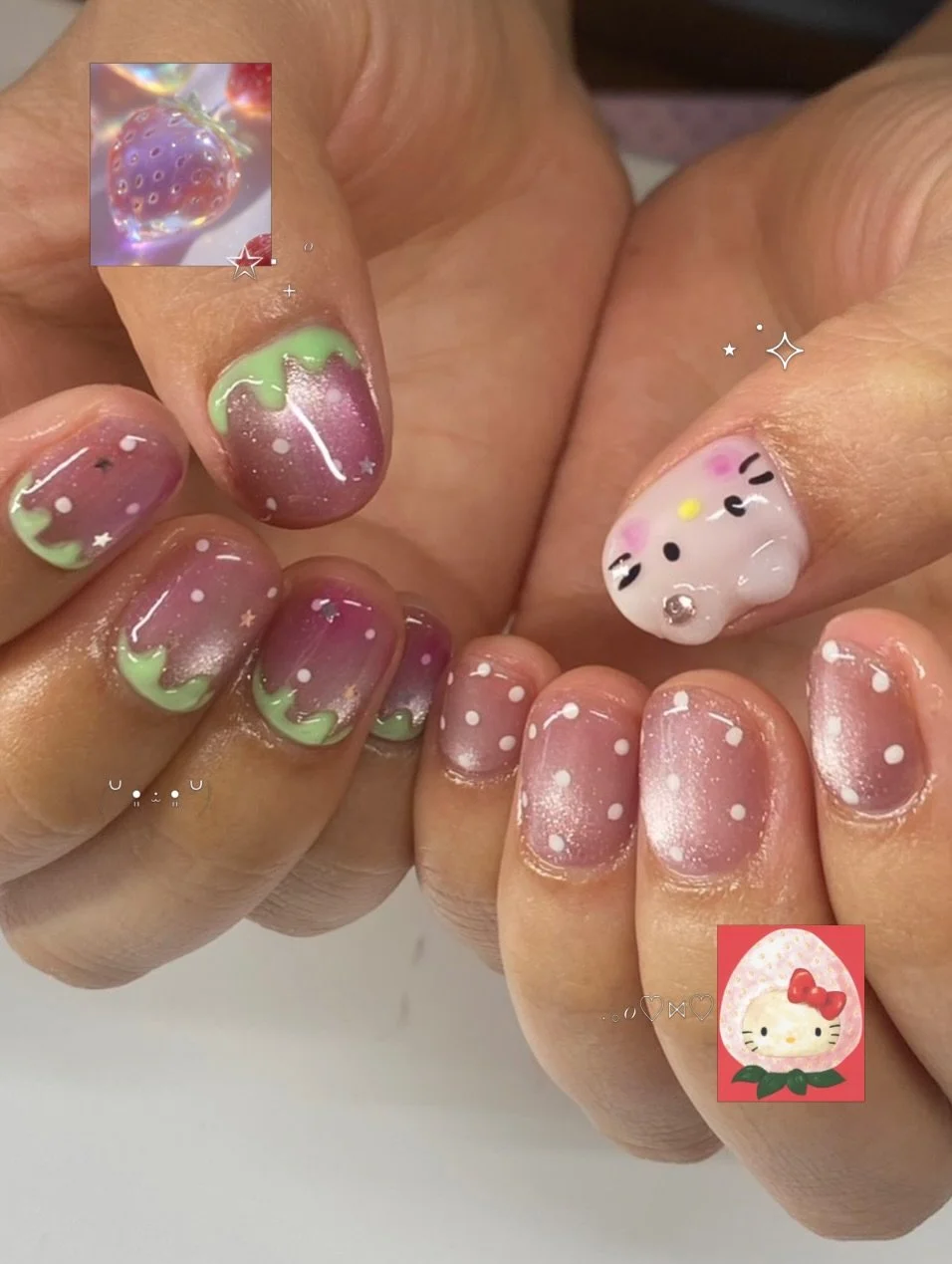 Tokyo Sanrio nails @rio__topcoat 🍓🌸

Tokyo nail salon 
Japanese nail art 💅
Anime nail design
English friendly nail salon

#tokyonails
#tokyonailsalon
#japanesenailart
#tokyonailart
#tokyonail