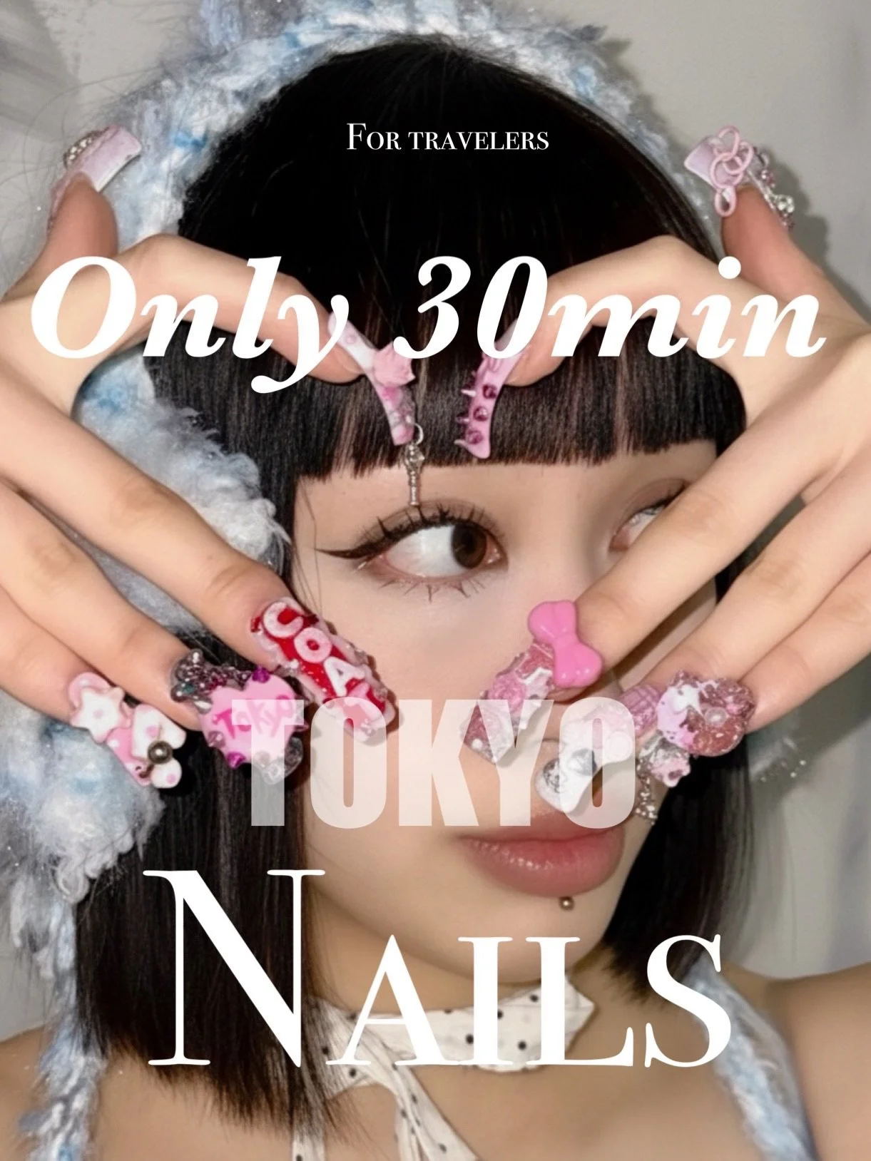 No time in Tokyo? We got you. ⏱️✨

Custom press-on nails made in advance.
Send us your design &mdash; we&rsquo;ll make it fit perfectly.
Shape &amp; length are fully customizable.

We use a special gel glue for a strong, long-lasting hold.
Remove the