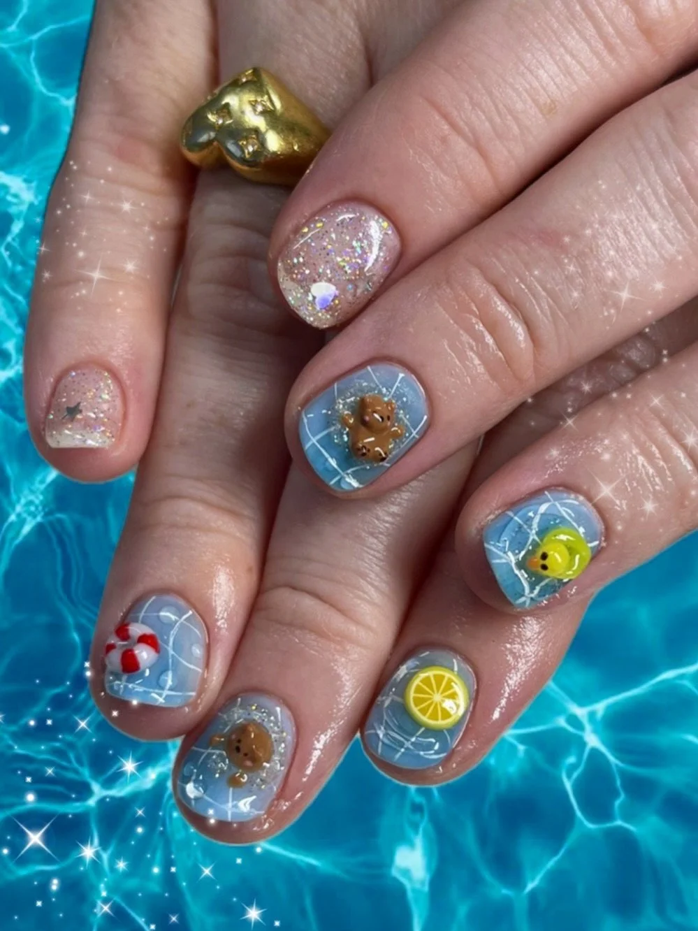 @miku_topcoat 🐻👙☀️ 

#tokyonails #tokyonailsalon #kawaii #cutenails #3Dnails
