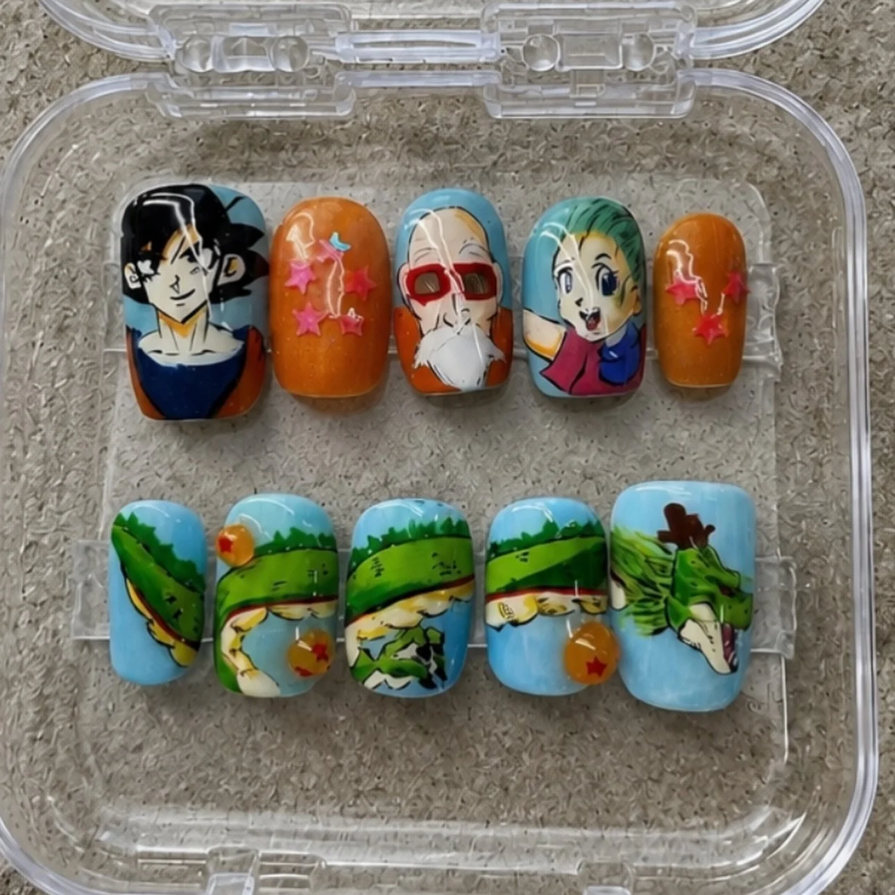 #dragonball @hina_topcoat
Custom press-on nails ❤️&zwj;🔥

Custom design, custom sizing, and custom shape &mdash; made just for you 🥹
A one-of-a-kind set that no one else has😻

Perfect for complicated, highly detailed designs 🫶🏻

Worldwide shippi