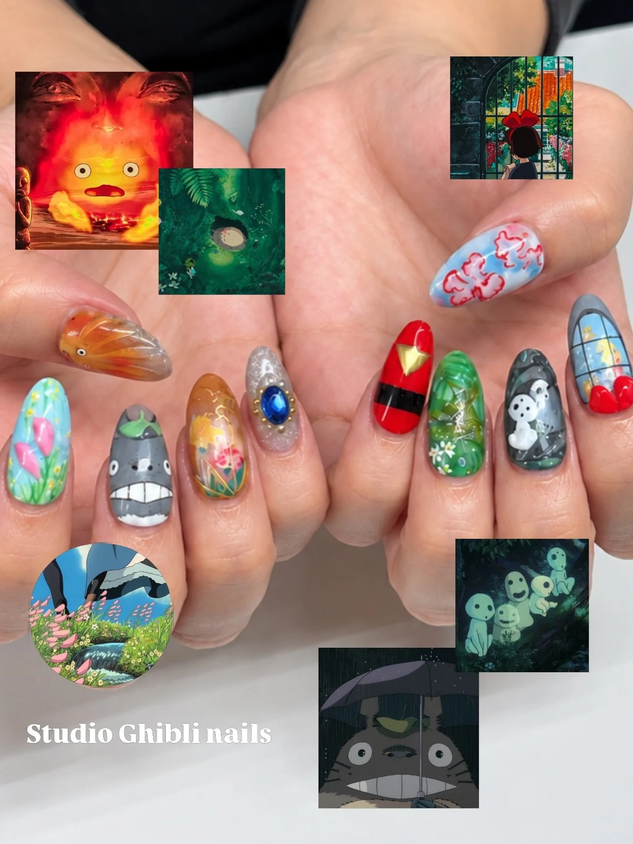 #studioghibli by @saki_topcoat 🐻&zwj;❄️🪼🔥

#ghiblinails 
#studioghiblinails 
#tokyonails 
#nailsalontokyo