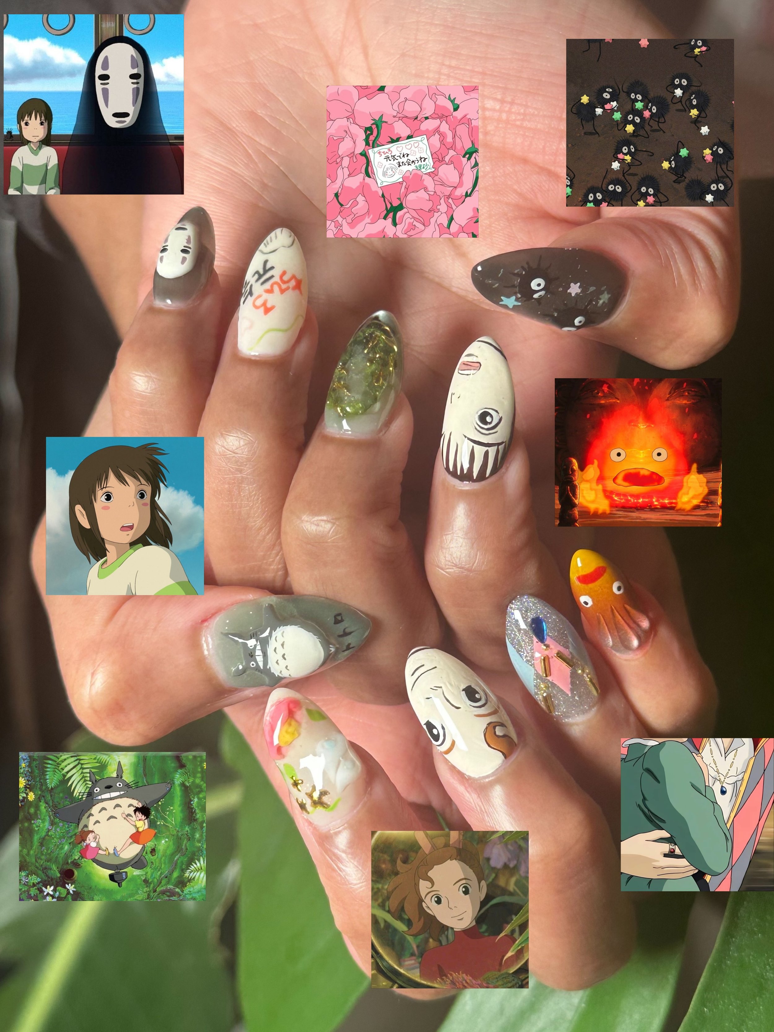 Nail Salon Tokyo  @saki_topcoat

Studio Ghibli-inspired nails 🍃

#ghiblinails #studioghibli #tokyonails #nailsalontokyo #japanesenailart
