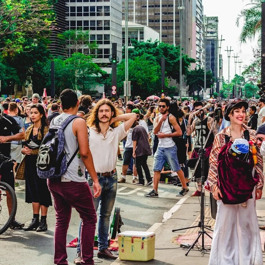 A Portuguese festival with music, food, fireworks, red wine and plastic hammers.