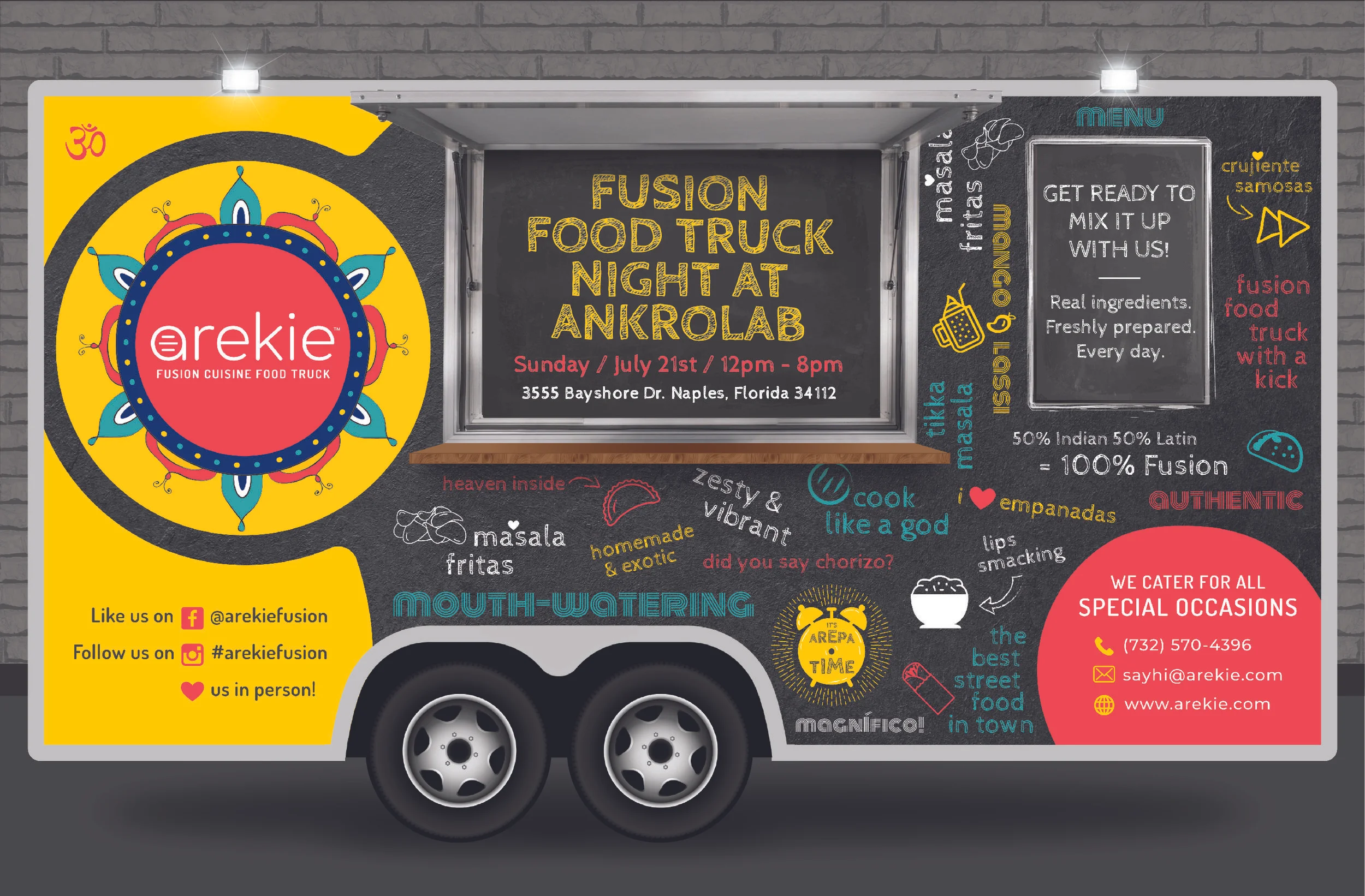 Fresh ingredients transformed by even fresher combinations. The unexpected fusion of Latin and Indian foods presented with street style. Fun, creative food that tastes both homemade and exotic—all in the same bite. Get ready to mix it up with us!