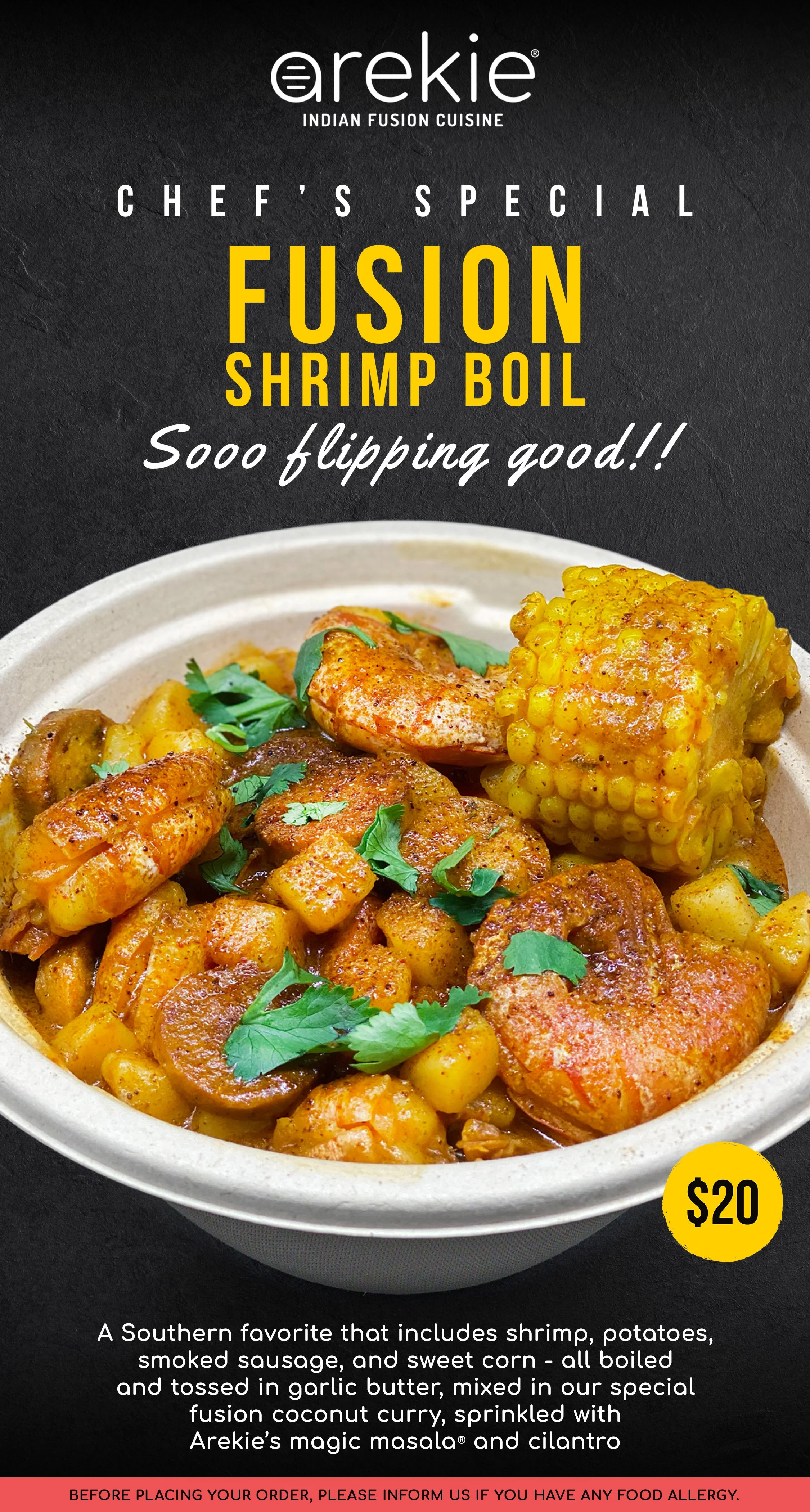 Menu — Arekie Indian Fusion Cuisine